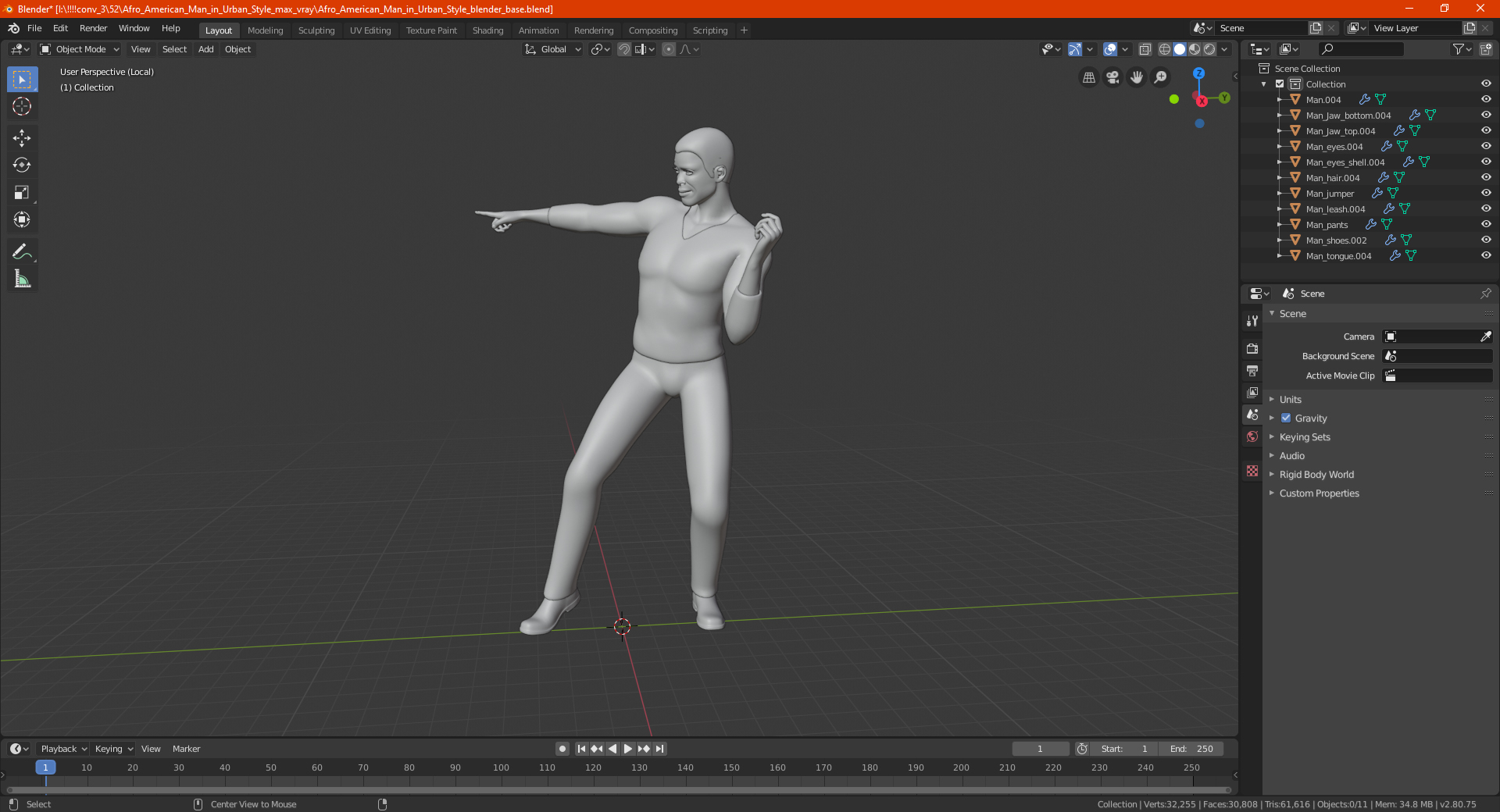Afro American Man in Urban Style 3D