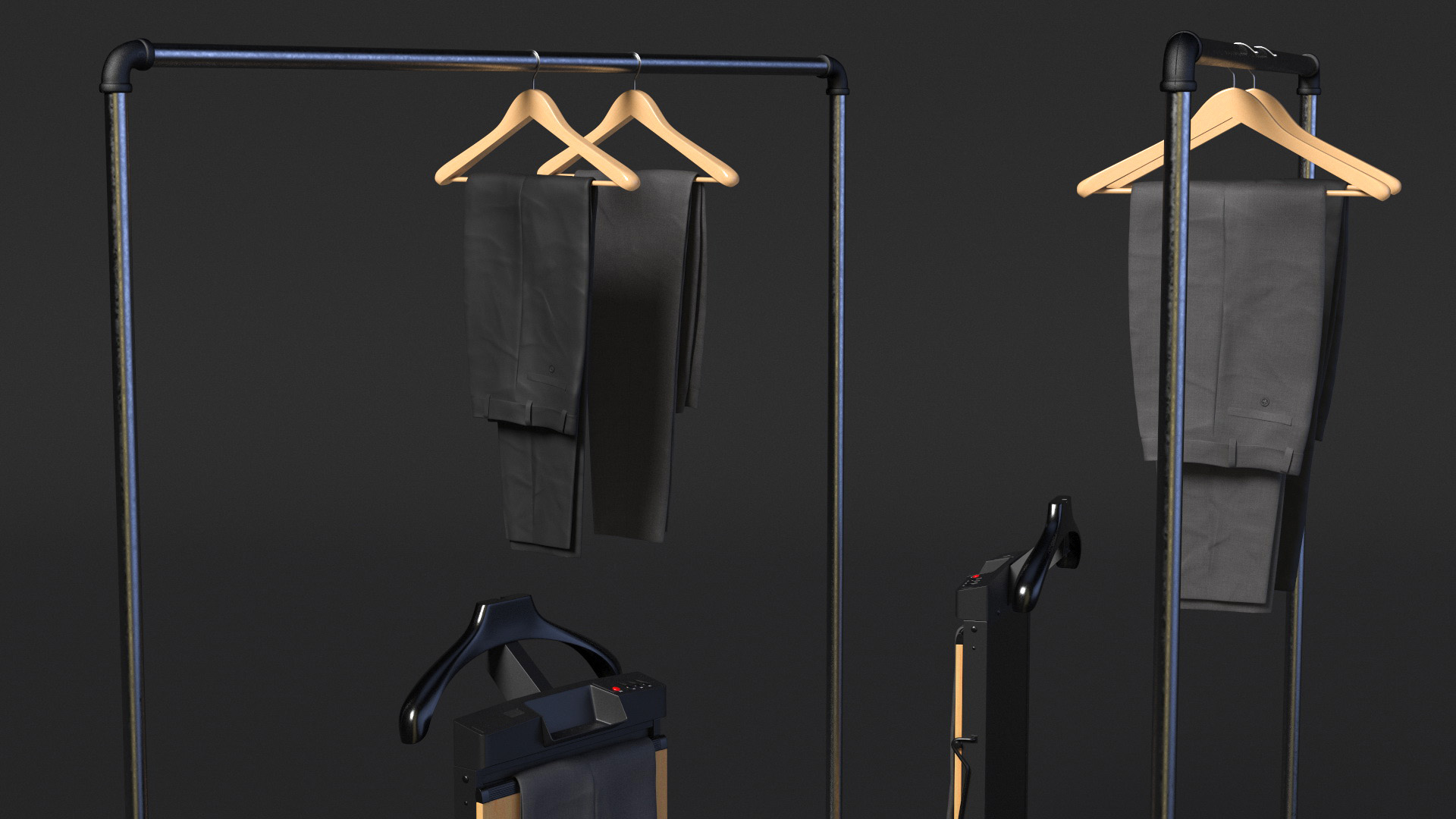 3D Trousers Press and Clothing Rack with Pants model