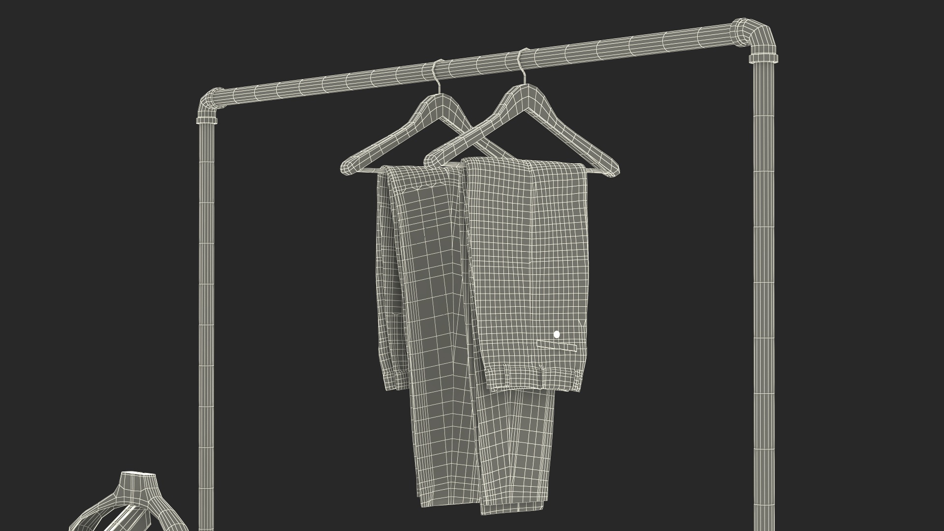 3D Trousers Press and Clothing Rack with Pants model