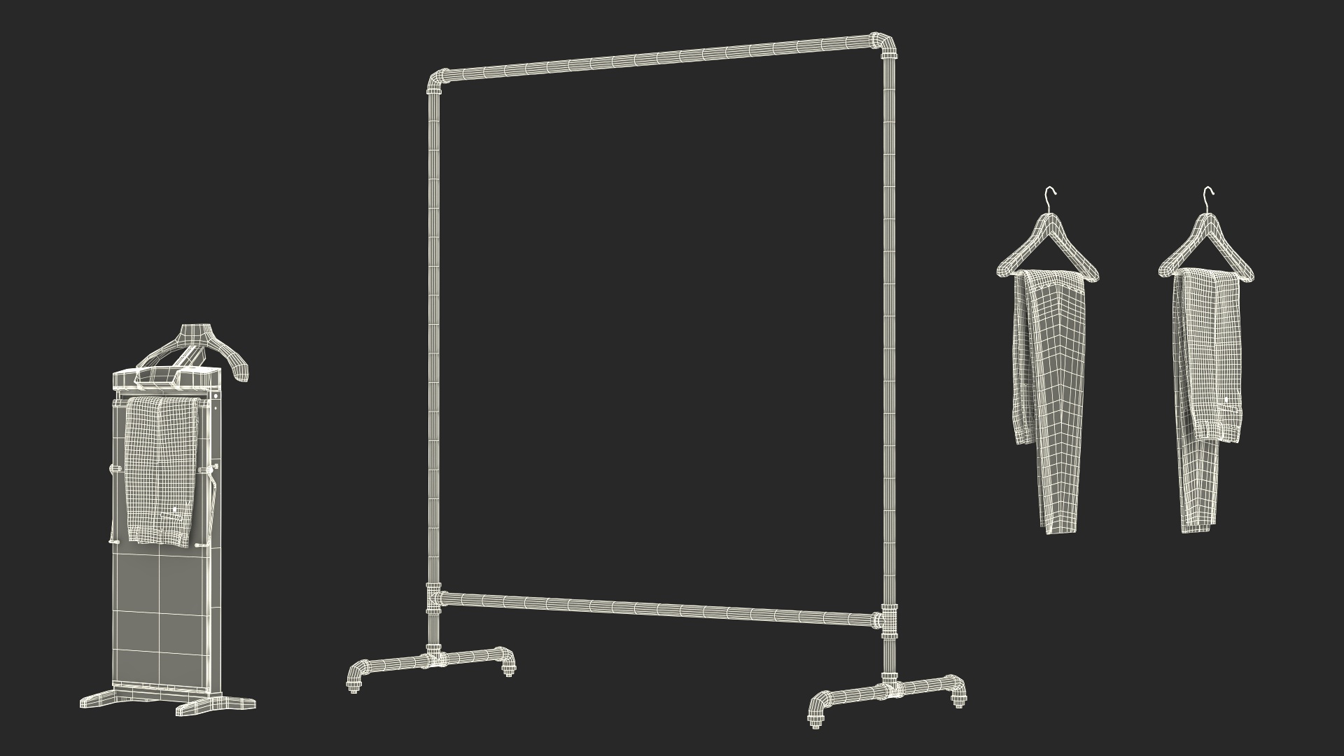 3D Trousers Press and Clothing Rack with Pants model