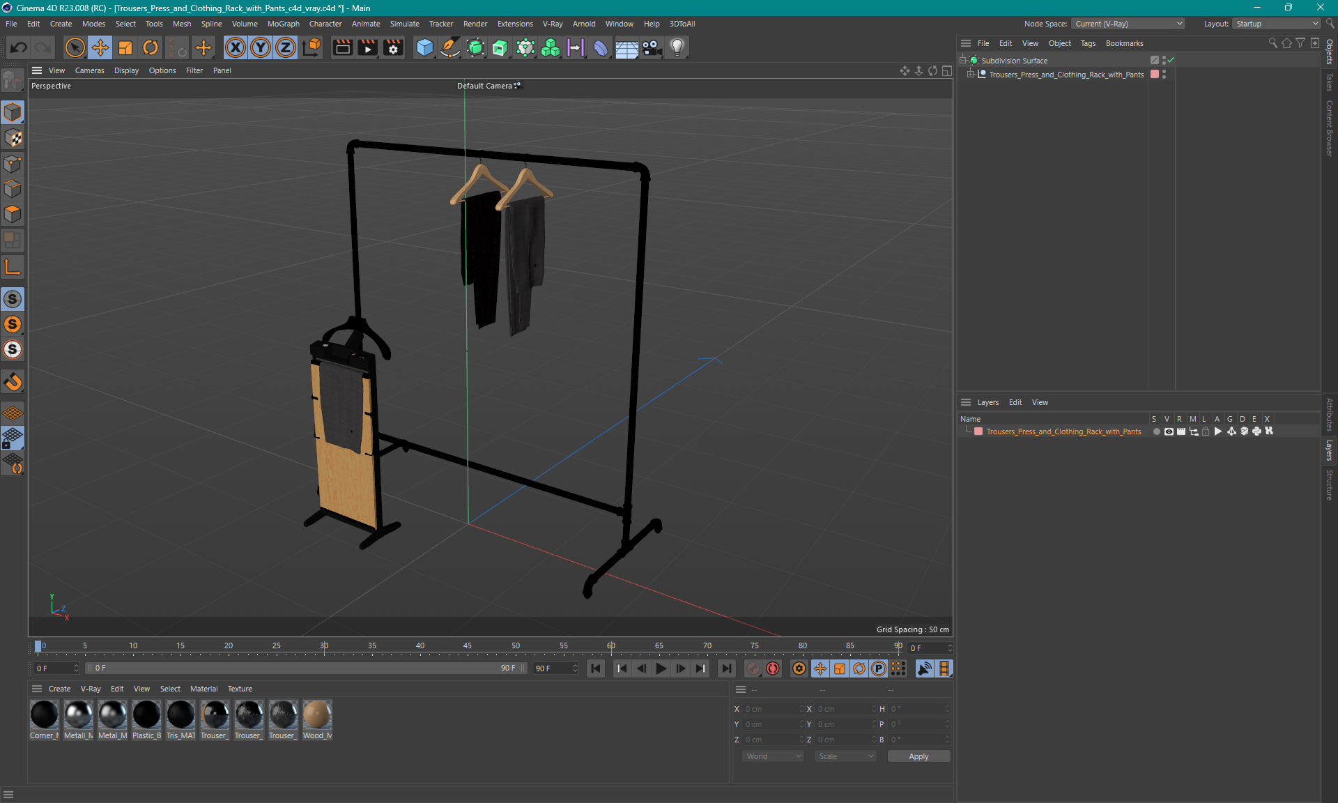 3D Trousers Press and Clothing Rack with Pants model