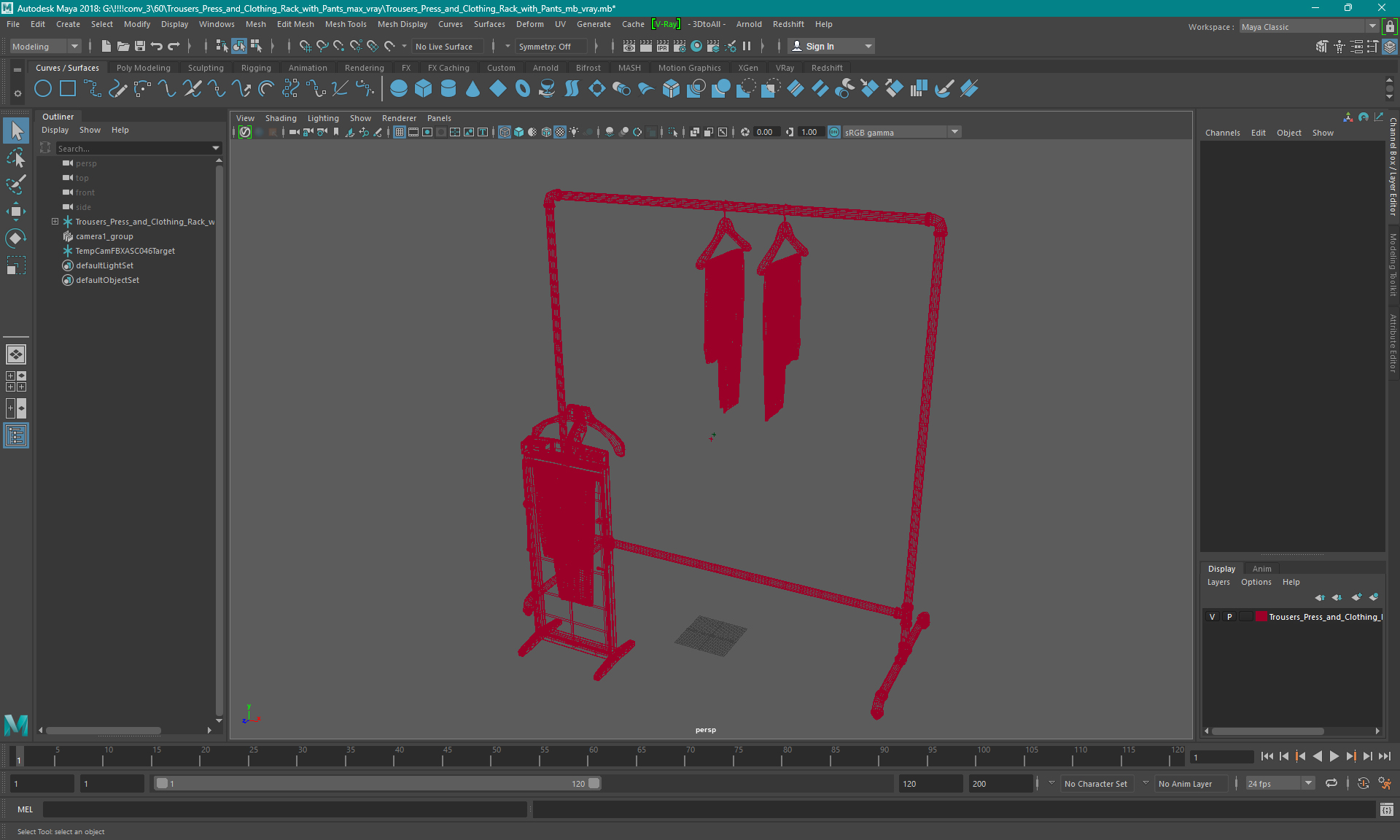 3D Trousers Press and Clothing Rack with Pants model