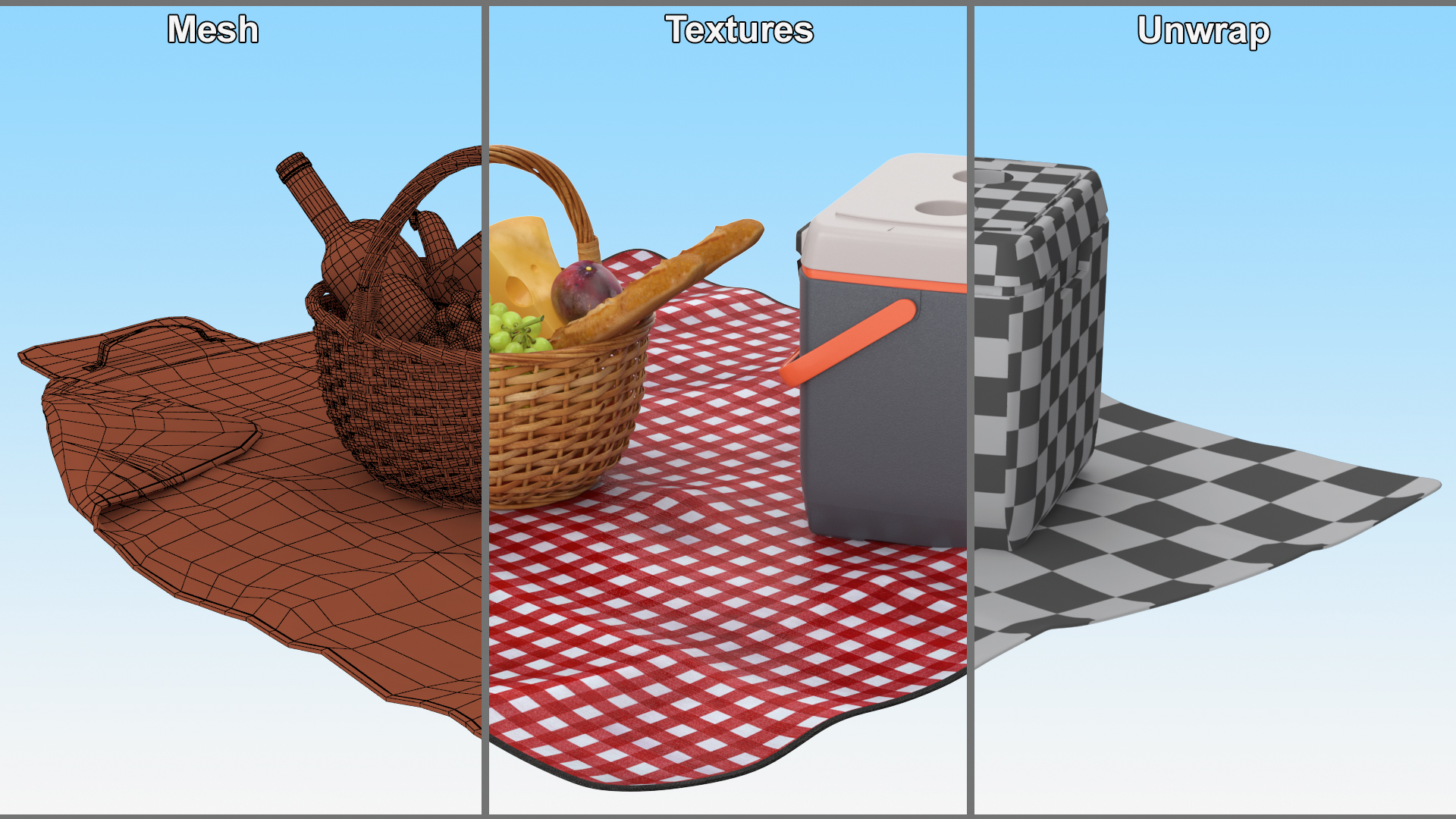 Picnic Food on Blanket 3D