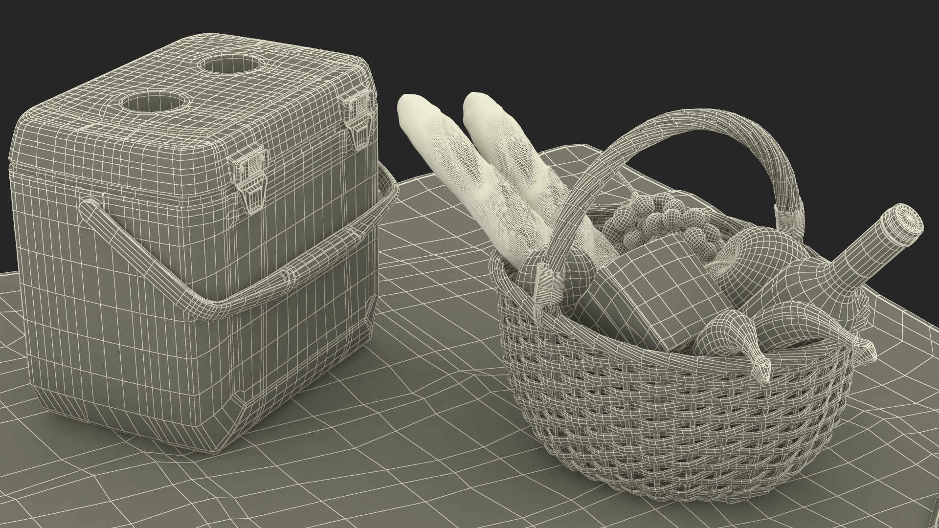 Picnic Food on Blanket 3D