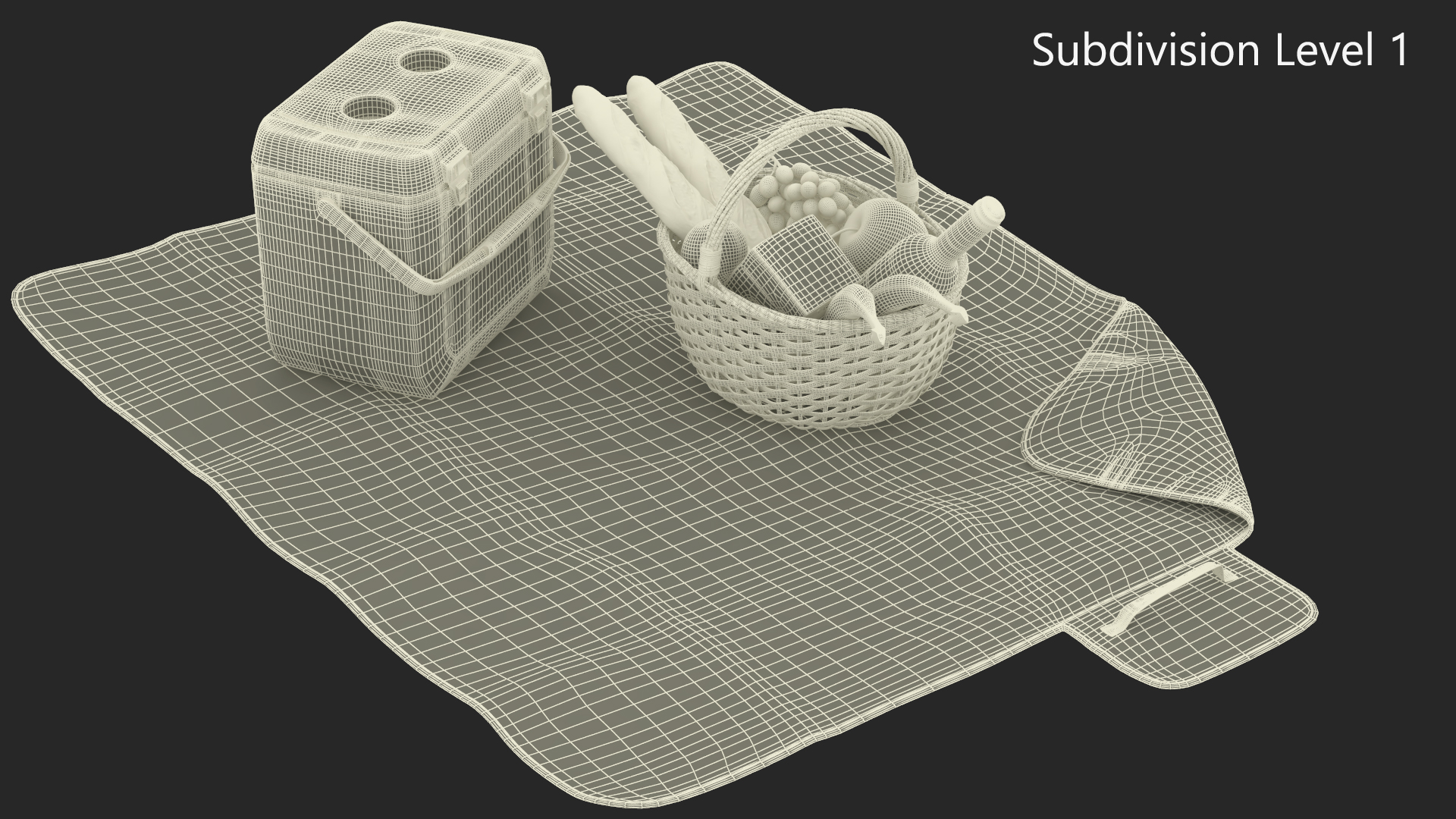 Picnic Food on Blanket 3D