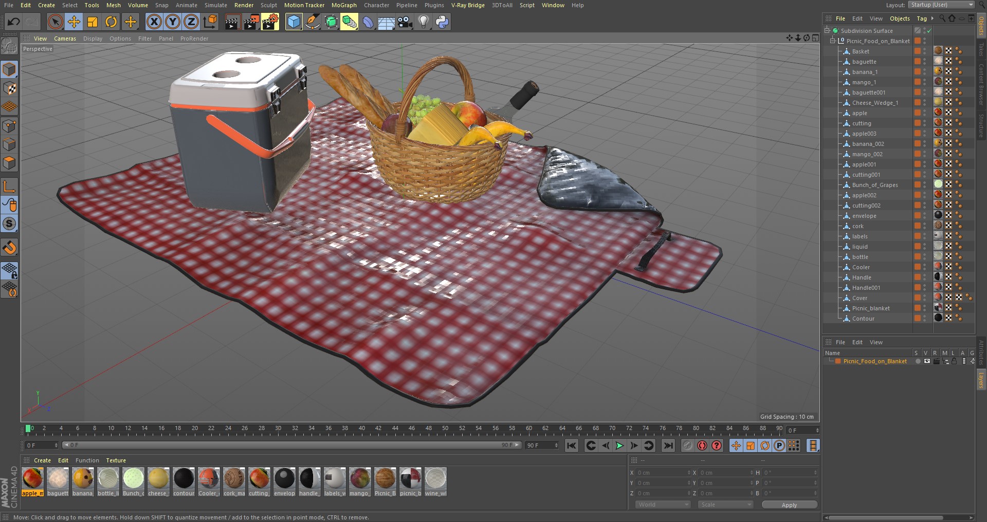 Picnic Food on Blanket 3D
