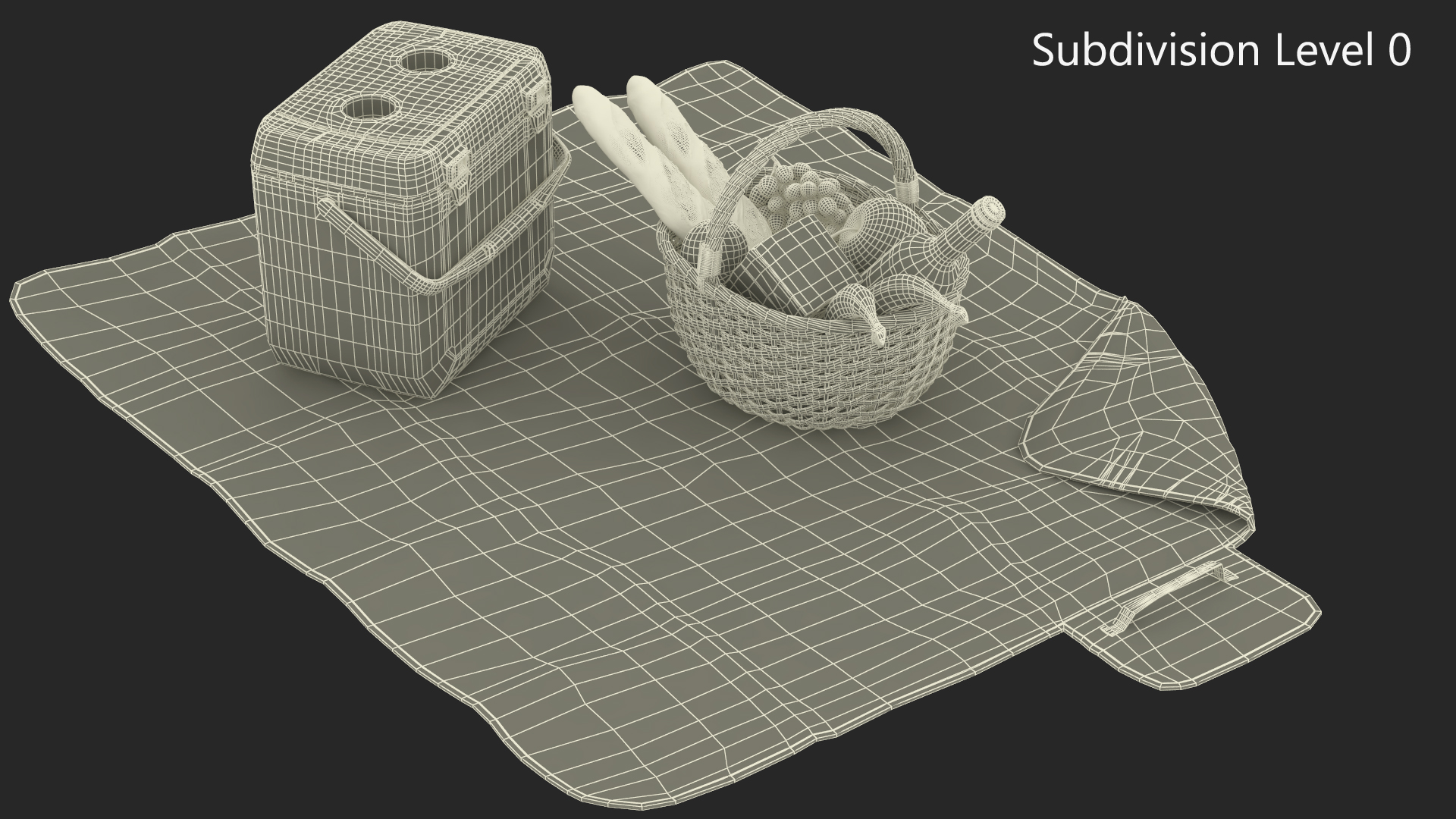 Picnic Food on Blanket 3D