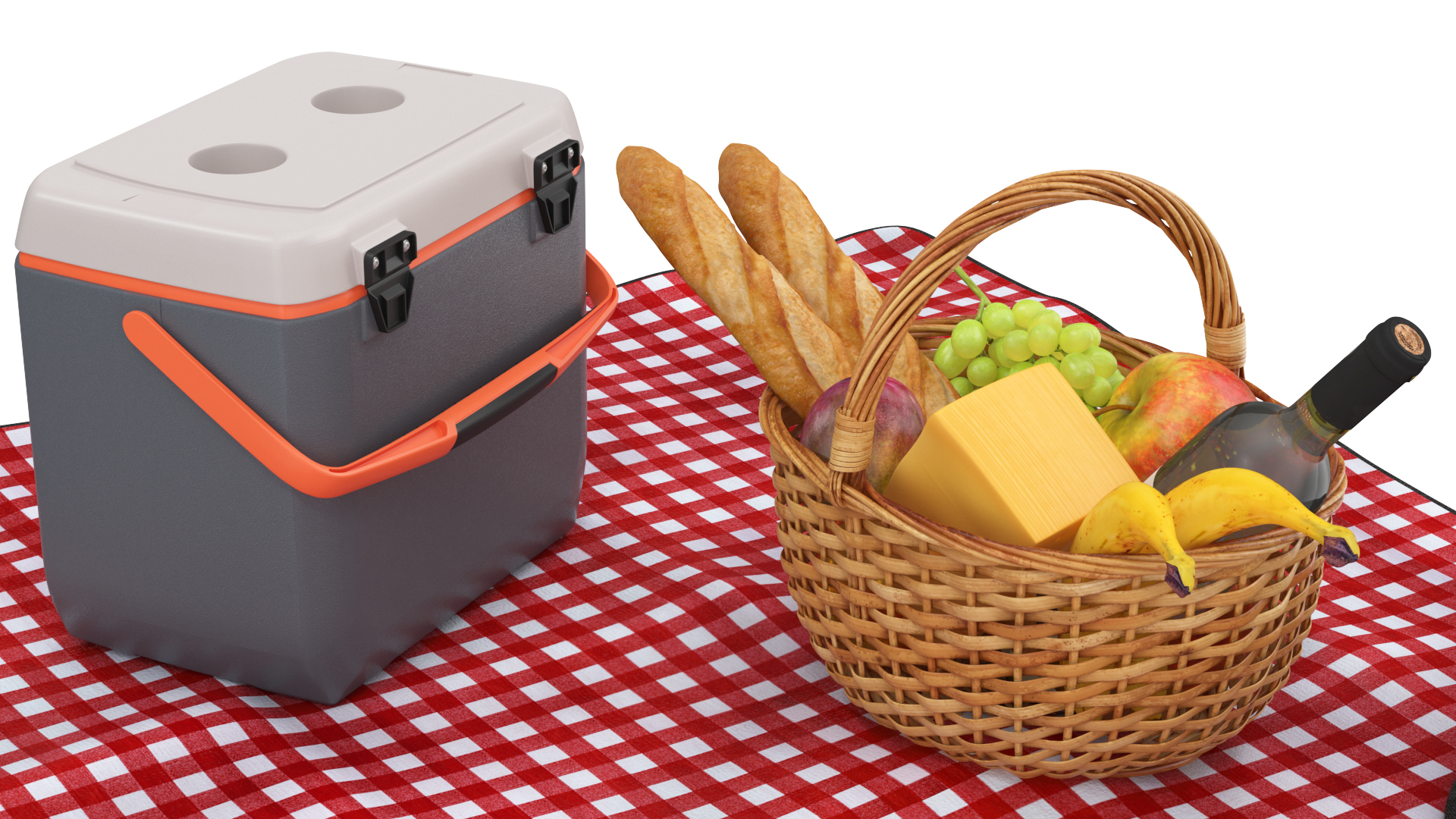 Picnic Food on Blanket 3D