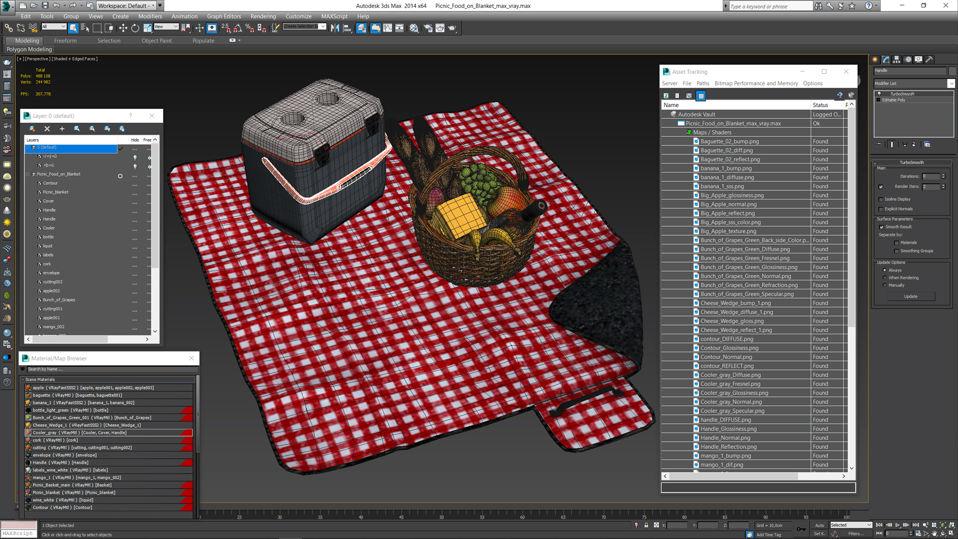 Picnic Food on Blanket 3D