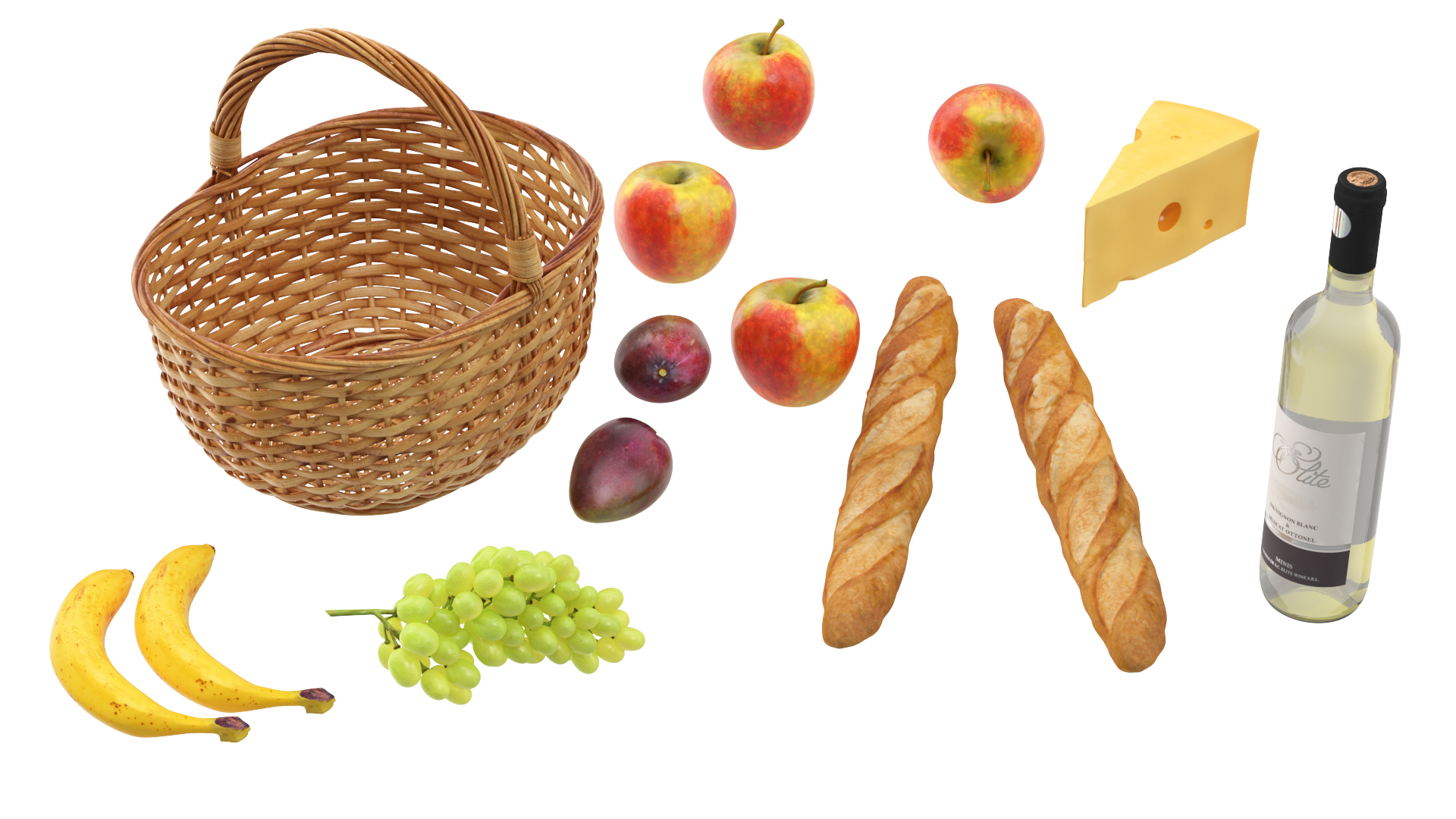 Picnic Food on Blanket 3D