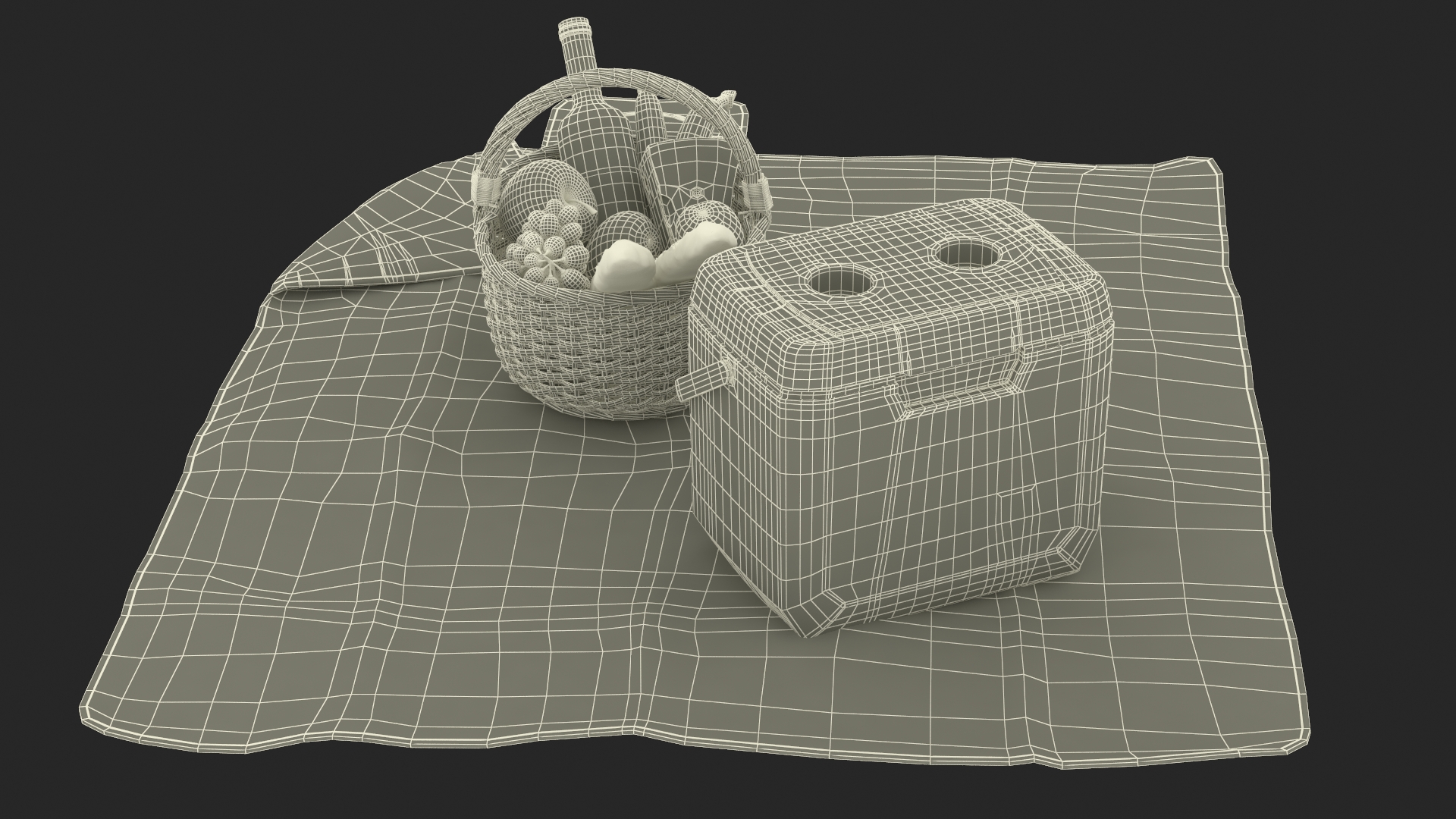 Picnic Food on Blanket 3D