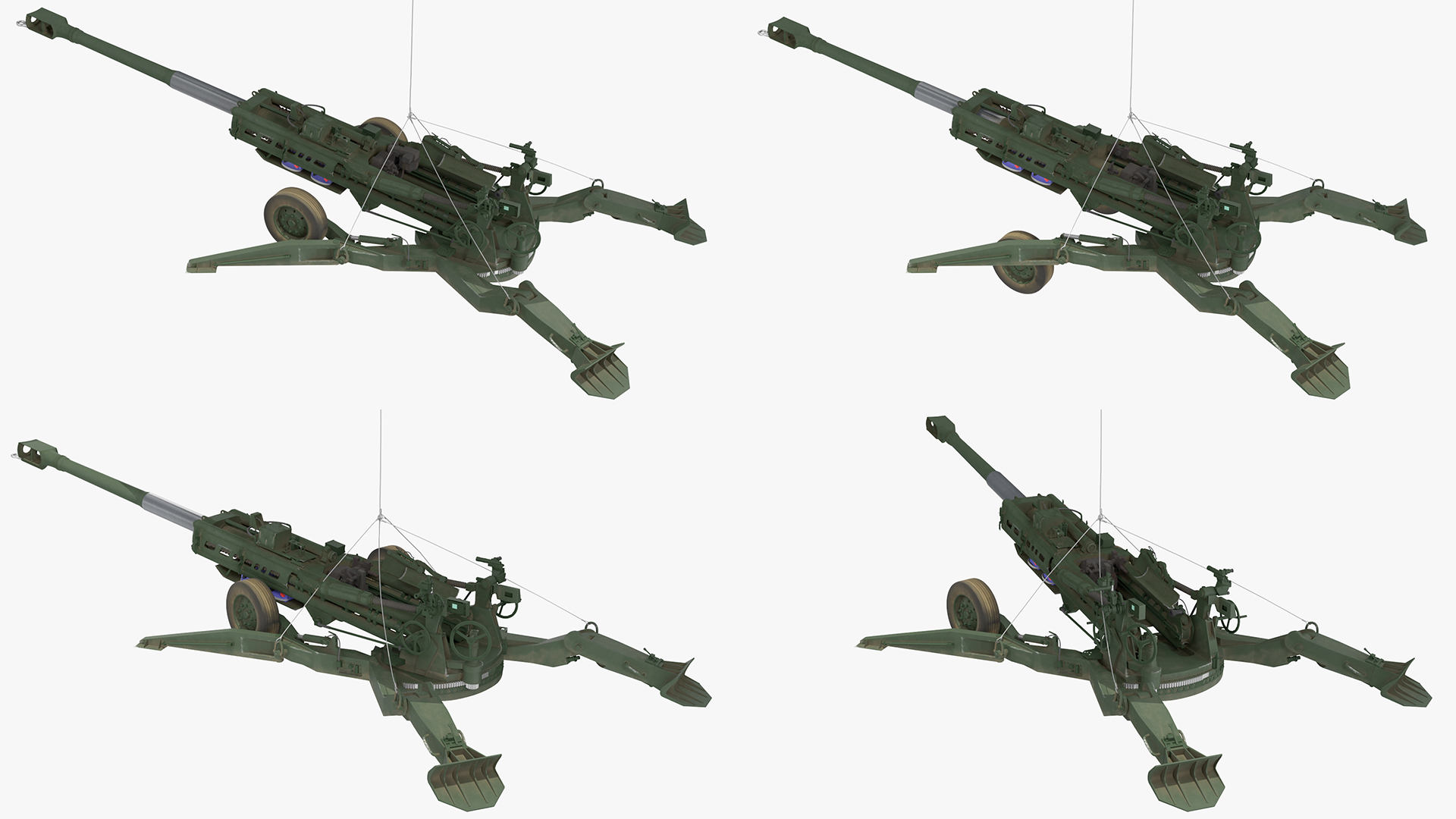 3D model US Army Transport Helicopter With Howitzer M777 155mm Rigged