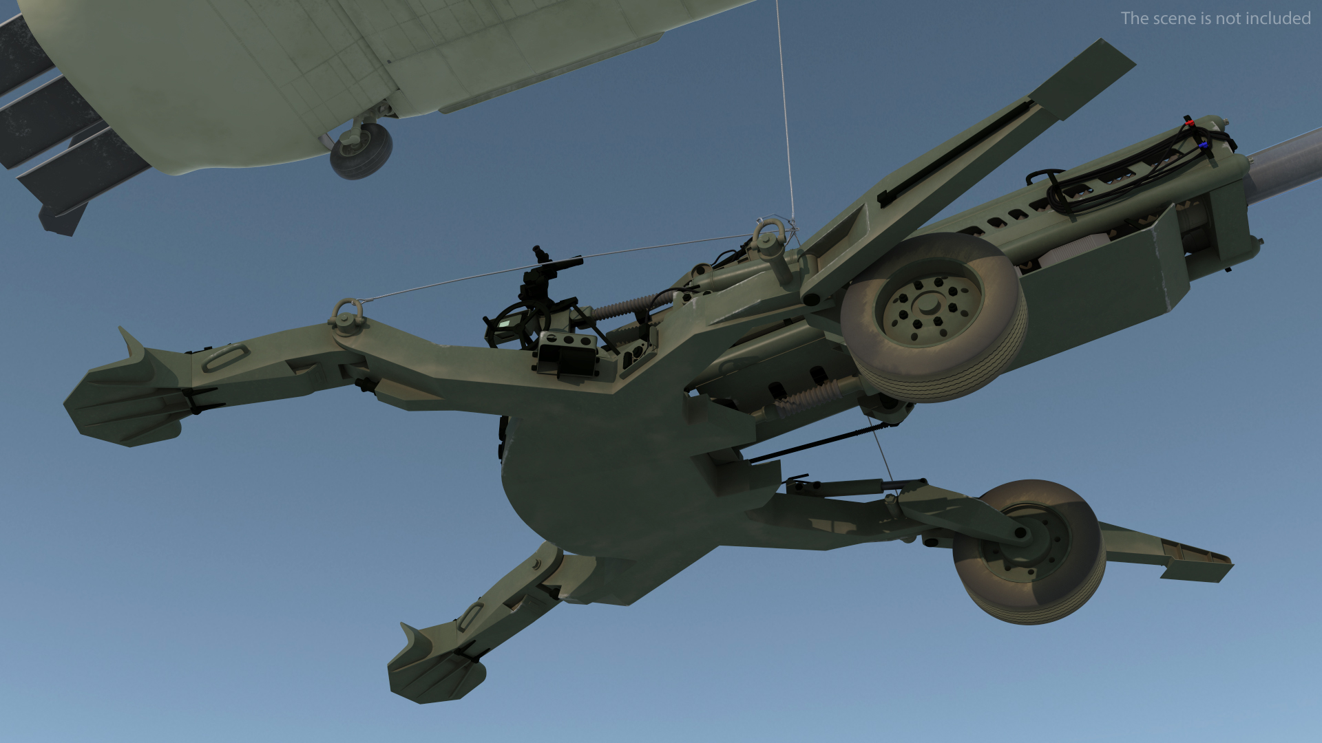 3D model US Army Transport Helicopter With Howitzer M777 155mm Rigged