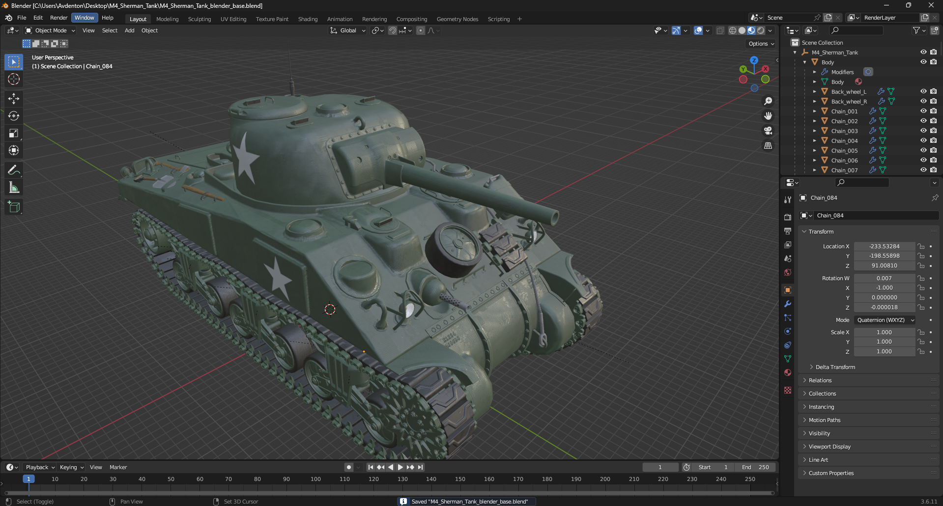 3D model M4 Sherman Tank