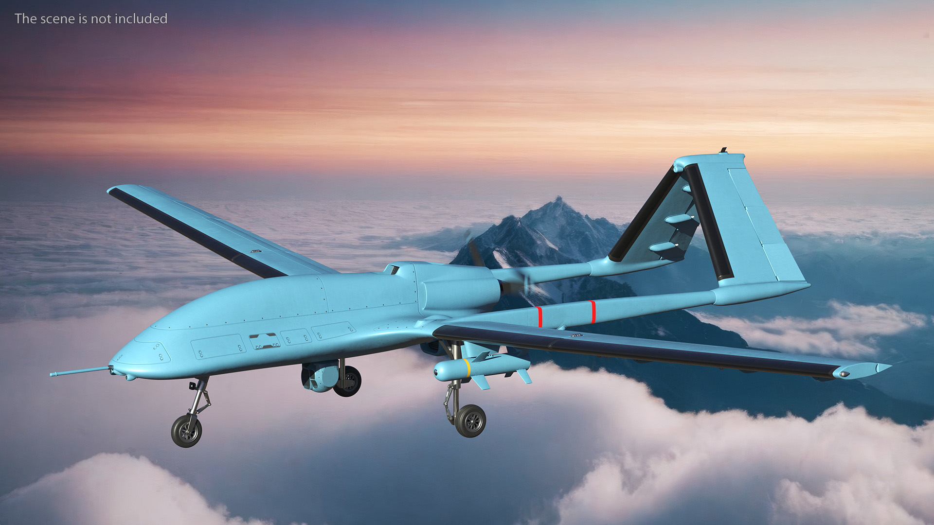 Armed Combat Drone Blue Rigged for Cinema 4D 3D model