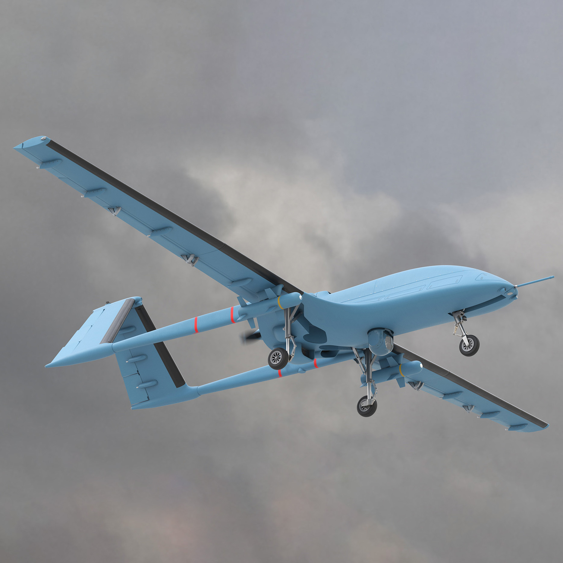 Armed Combat Drone Blue Rigged for Cinema 4D 3D model