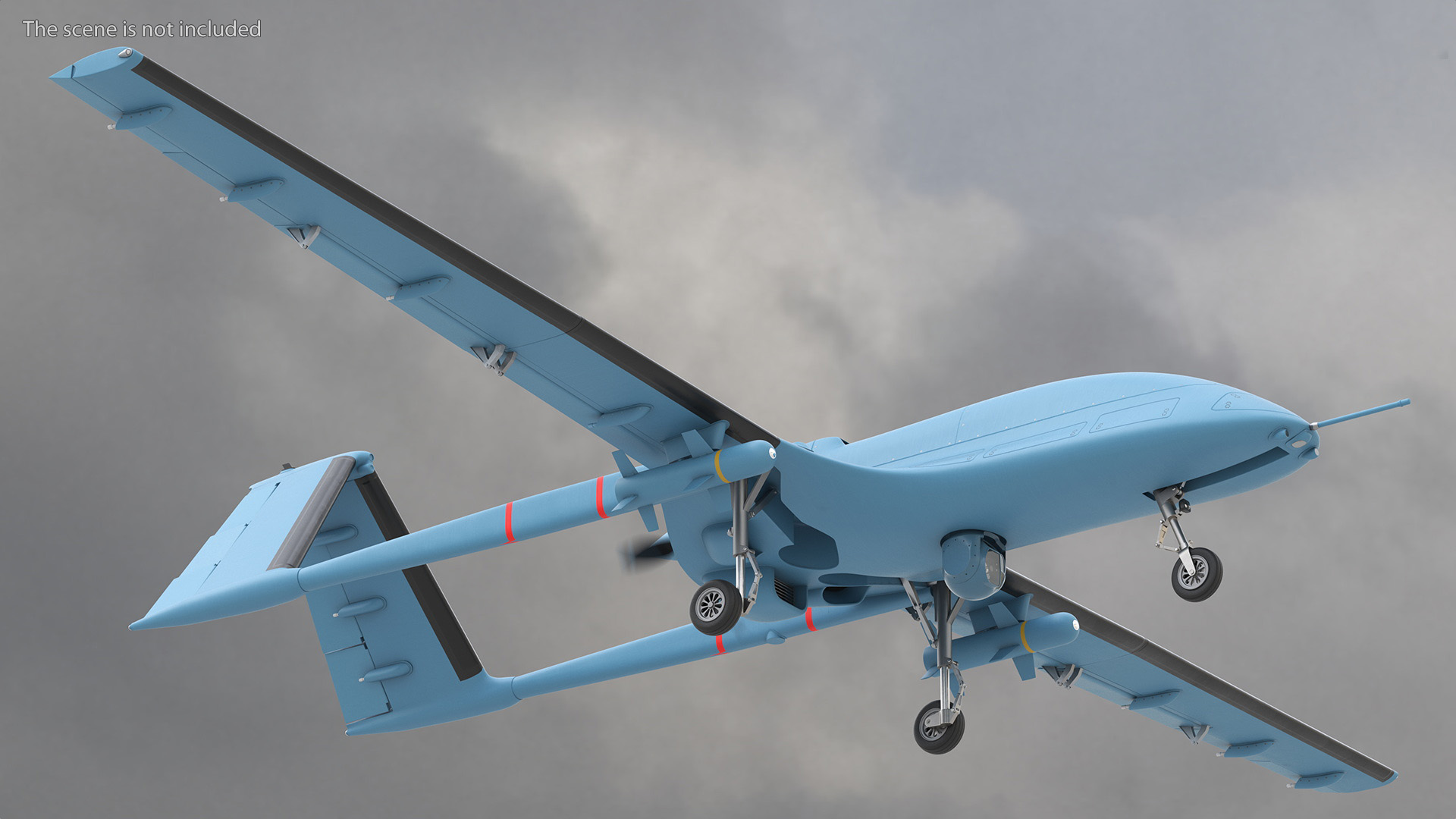 Armed Combat Drone Blue Rigged for Cinema 4D 3D model