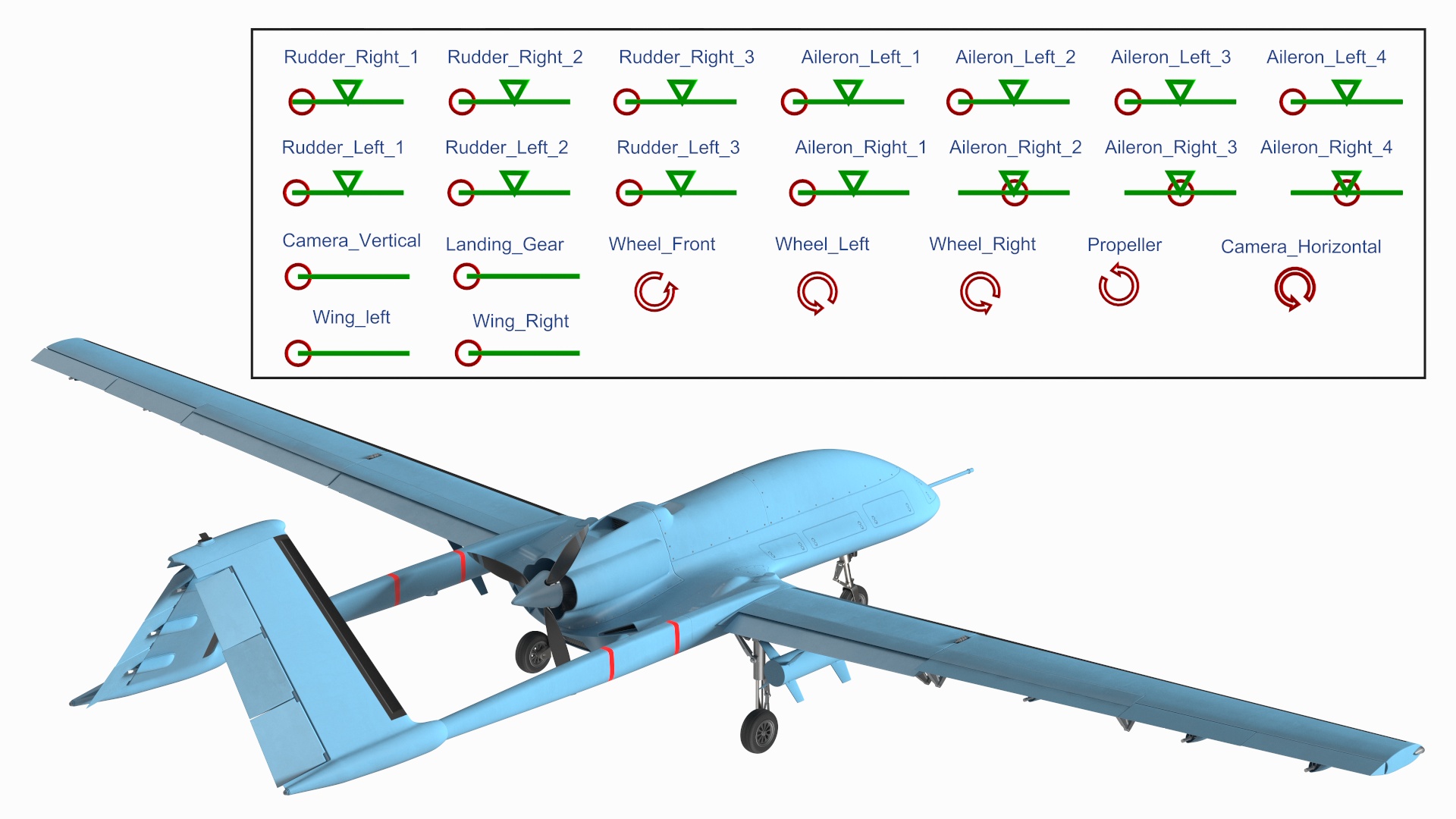 Armed Combat Drone Blue Rigged for Cinema 4D 3D model