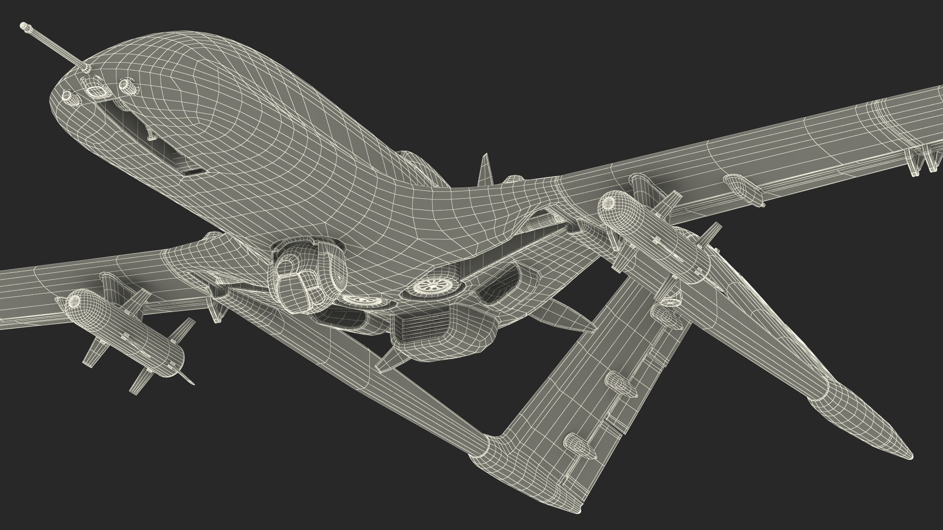 Armed Combat Drone Blue Rigged for Cinema 4D 3D model