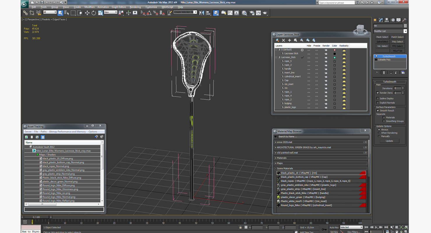 3D Nike Lunar Elite Womens Lacrosse Stick model