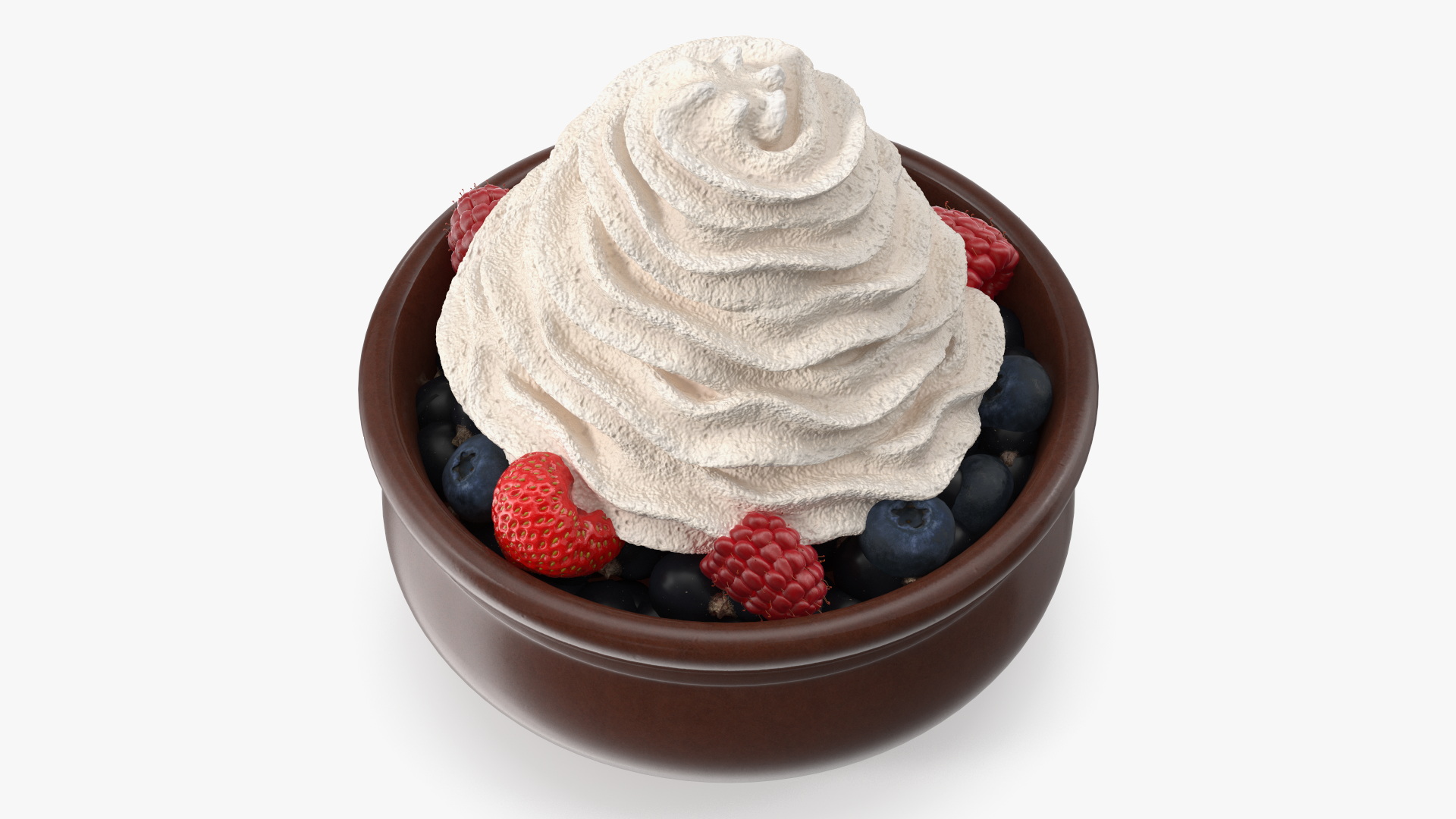 Bowl of Berries with Whipped Cream 3D model