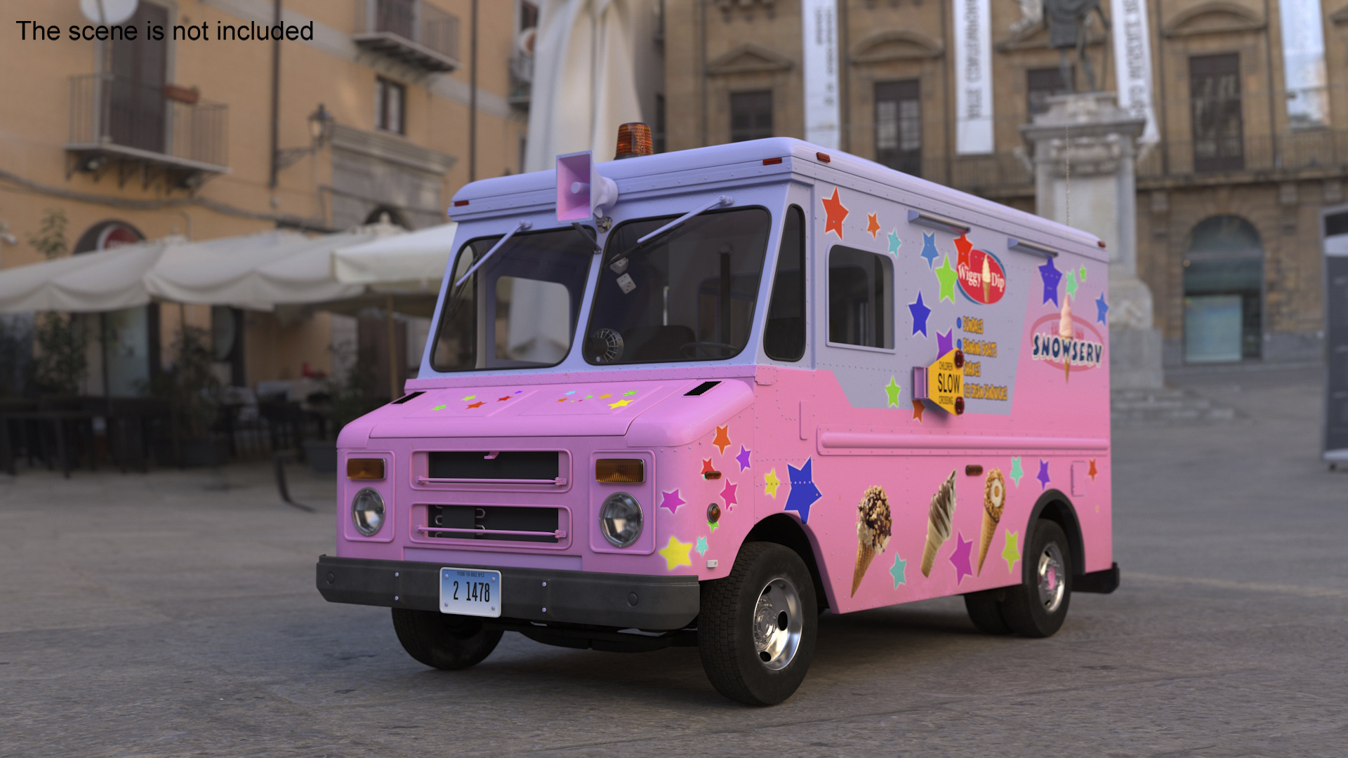 3D model Ice Cream Truck with Star Decals and Branding