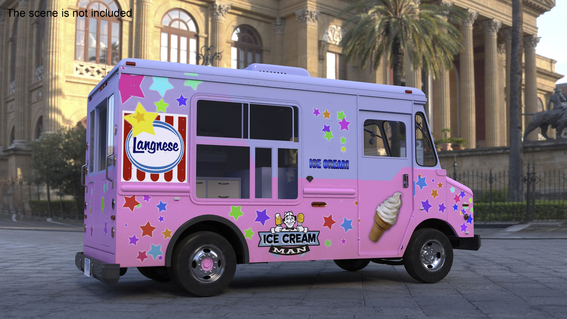 3D model Ice Cream Truck with Star Decals and Branding