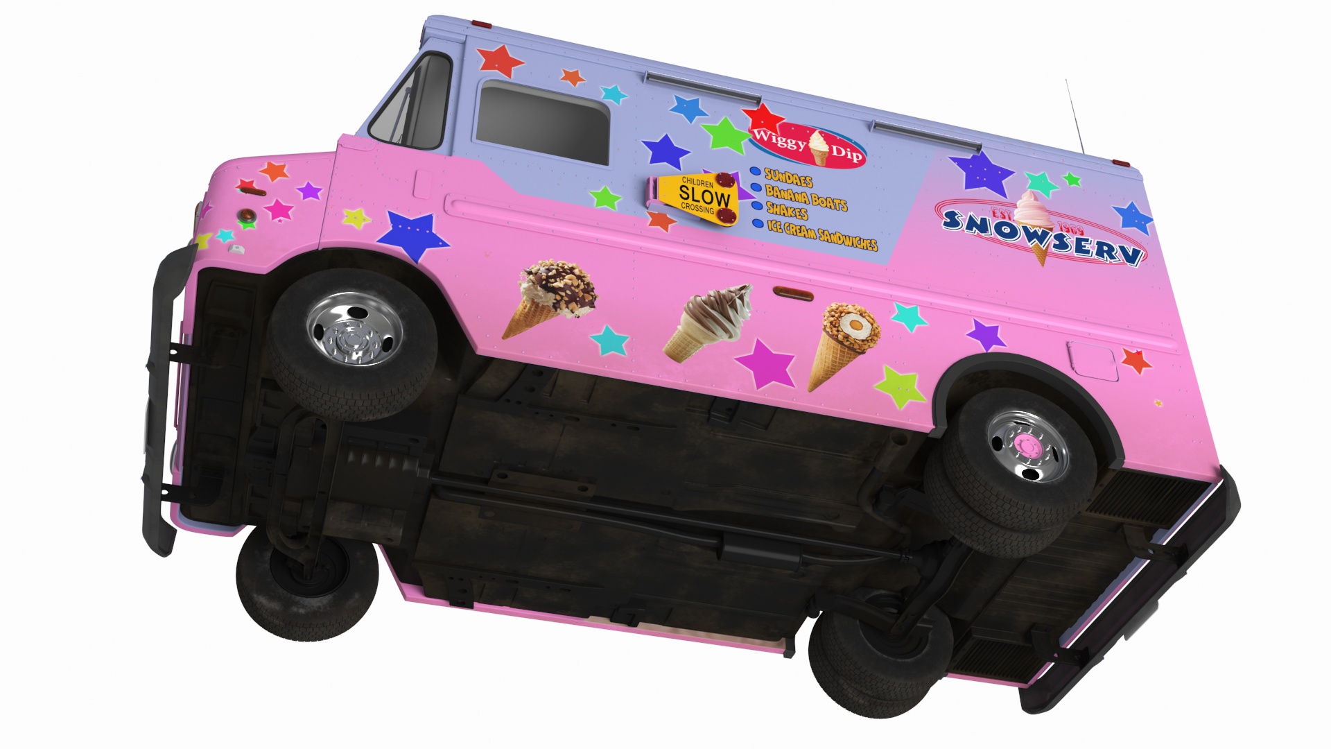 3D model Ice Cream Truck with Star Decals and Branding