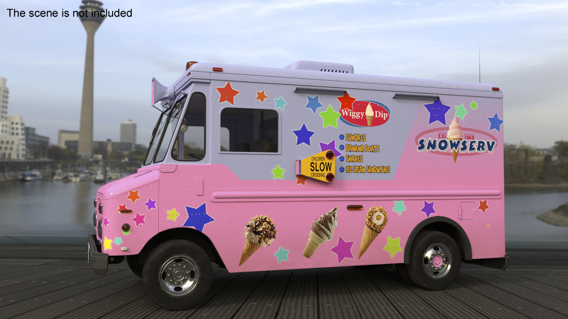 3D model Ice Cream Truck with Star Decals and Branding