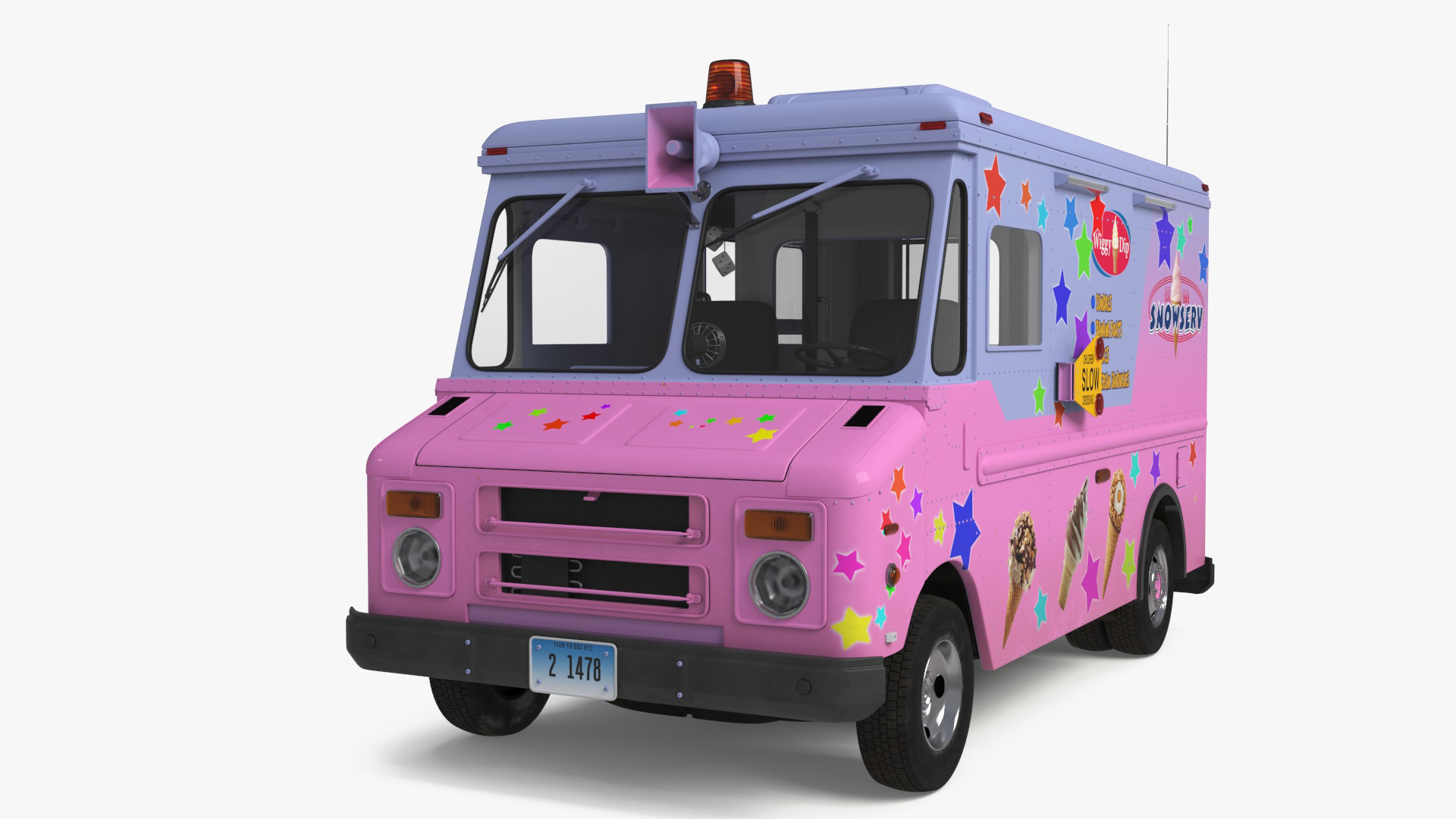3D model Ice Cream Truck with Star Decals and Branding