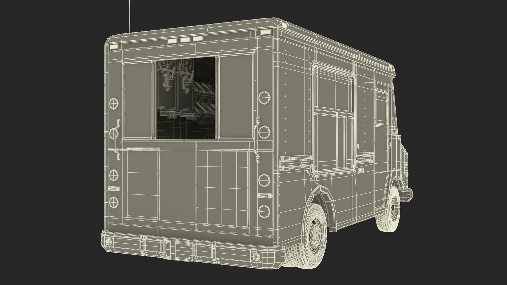 3D model Ice Cream Truck with Star Decals and Branding