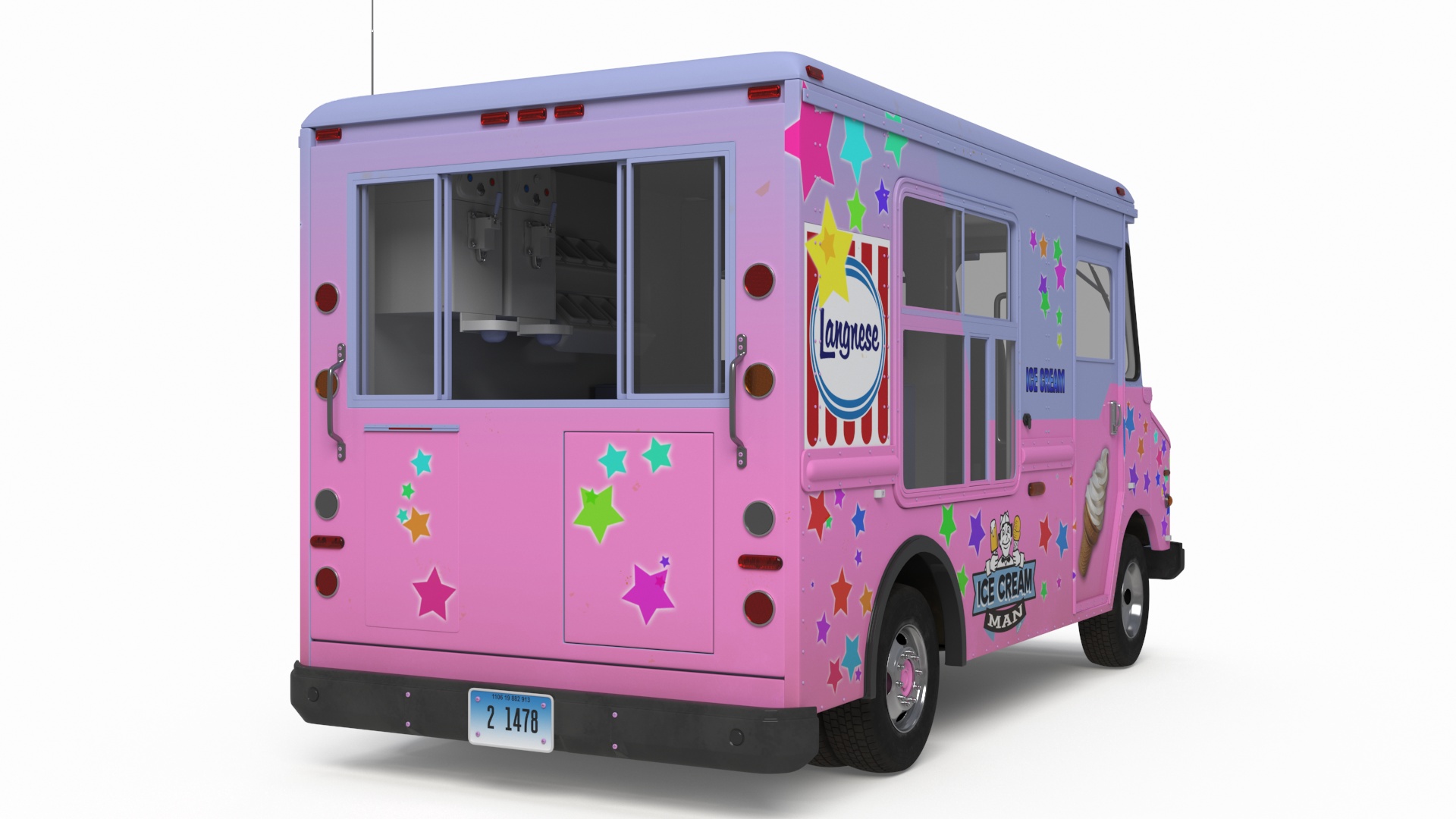 3D model Ice Cream Truck with Star Decals and Branding