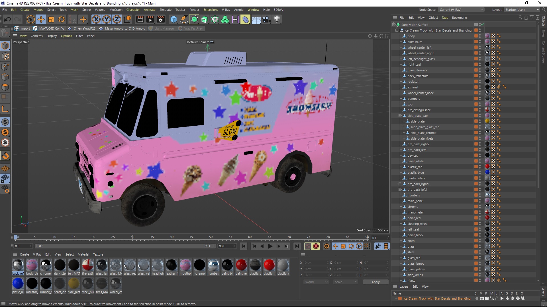 3D model Ice Cream Truck with Star Decals and Branding