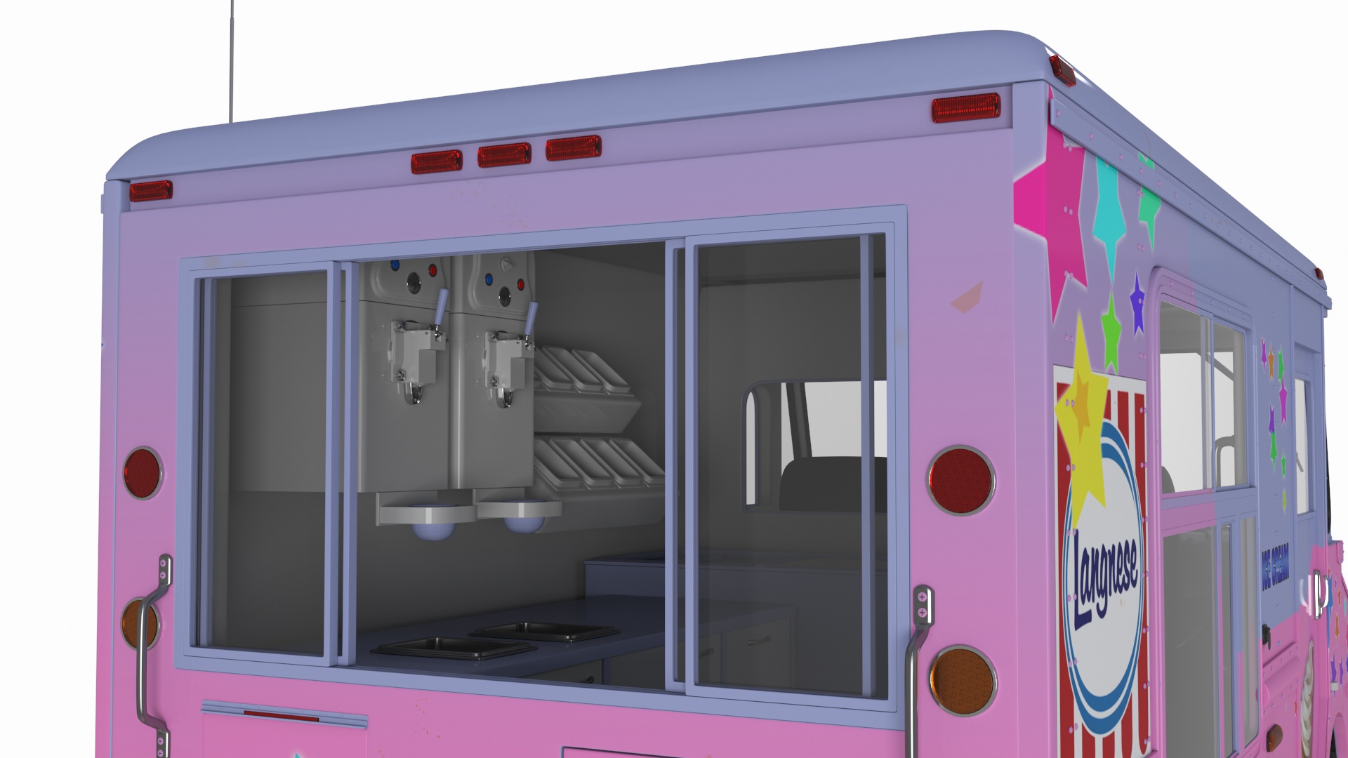 3D model Ice Cream Truck with Star Decals and Branding