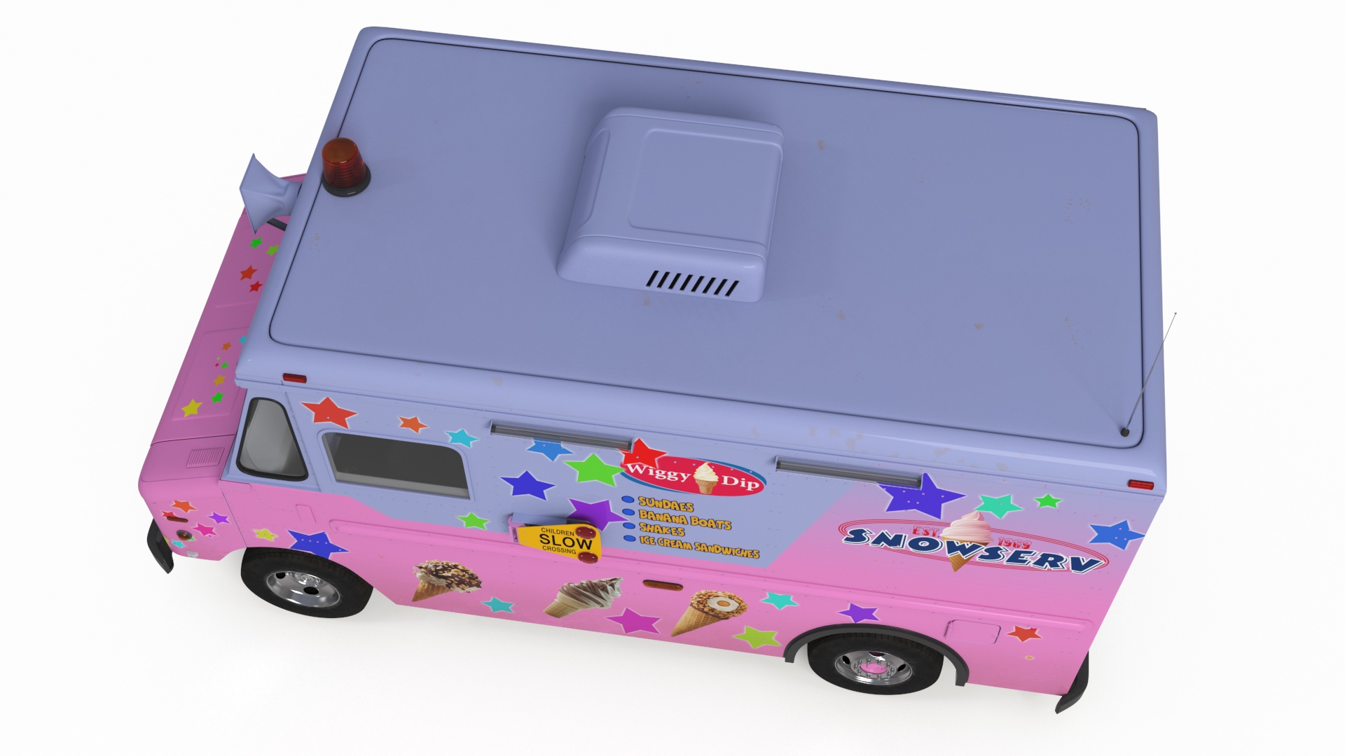 3D model Ice Cream Truck with Star Decals and Branding