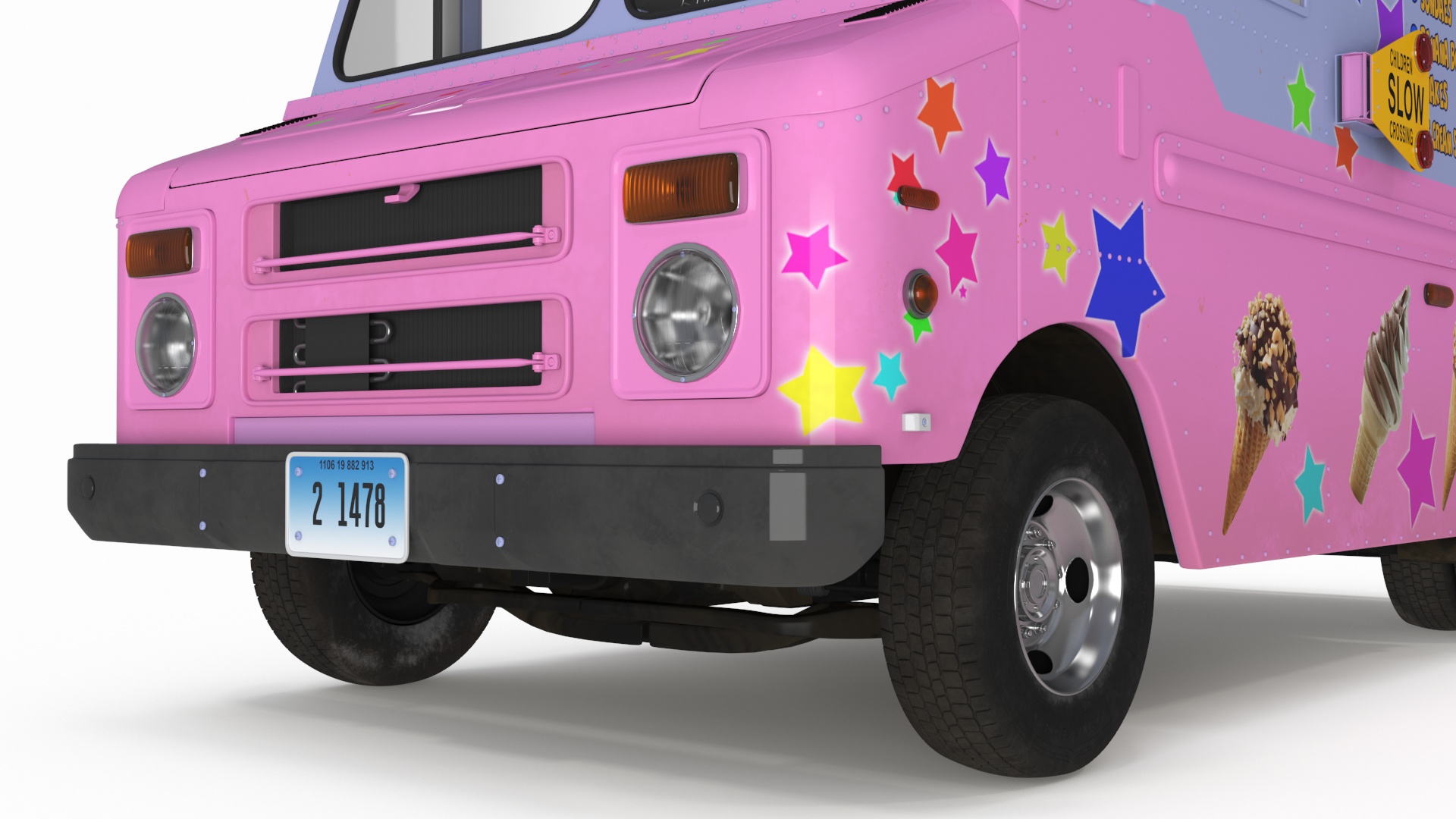 3D model Ice Cream Truck with Star Decals and Branding
