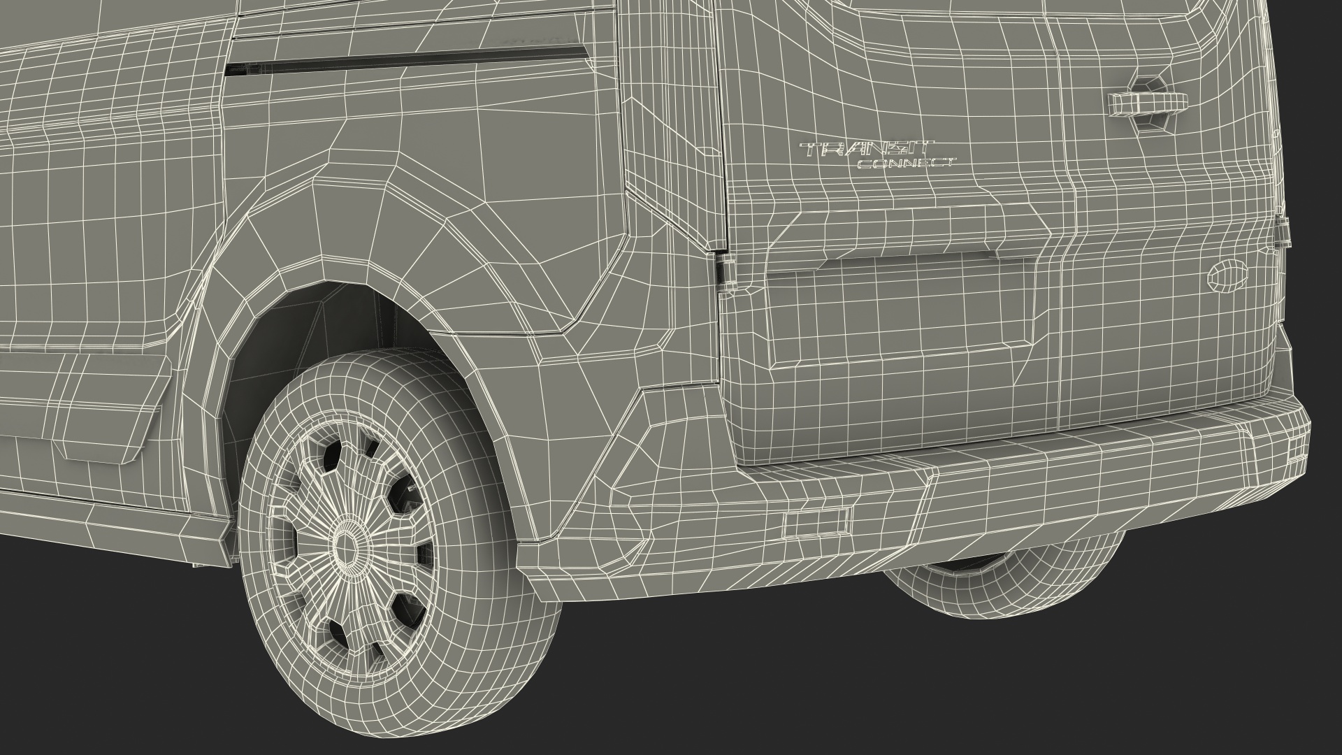 Ford Transit Connect Barn Doors White Rigged 3D model