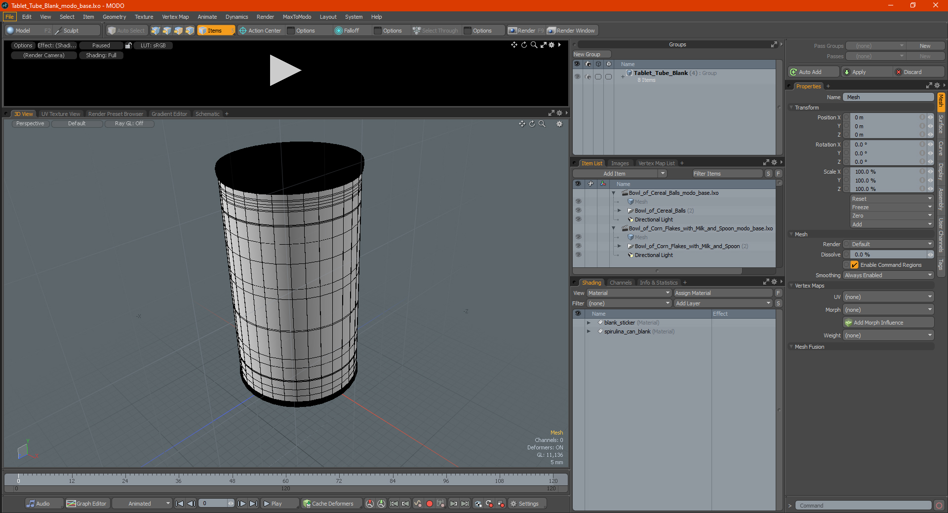 Tablet Tube Blank 3D