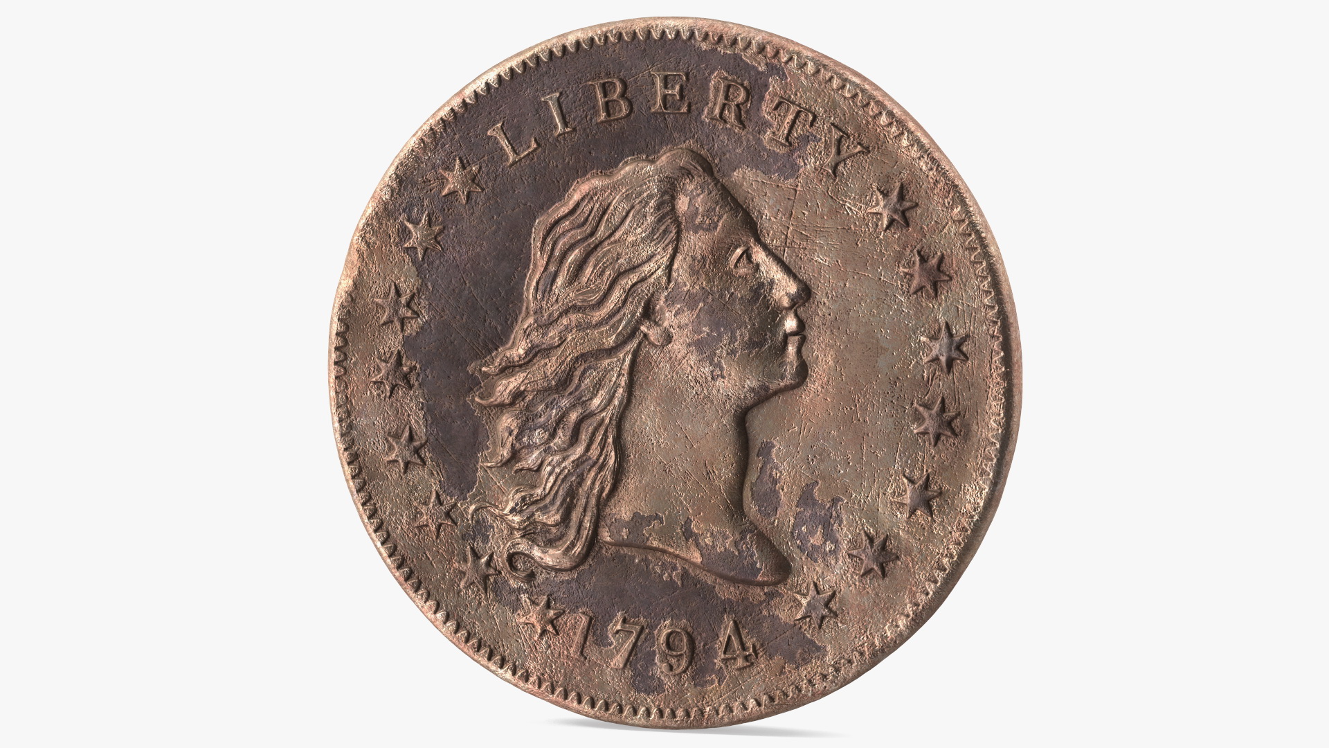 3D Flowing Hair Silver Dollar Coin 1794