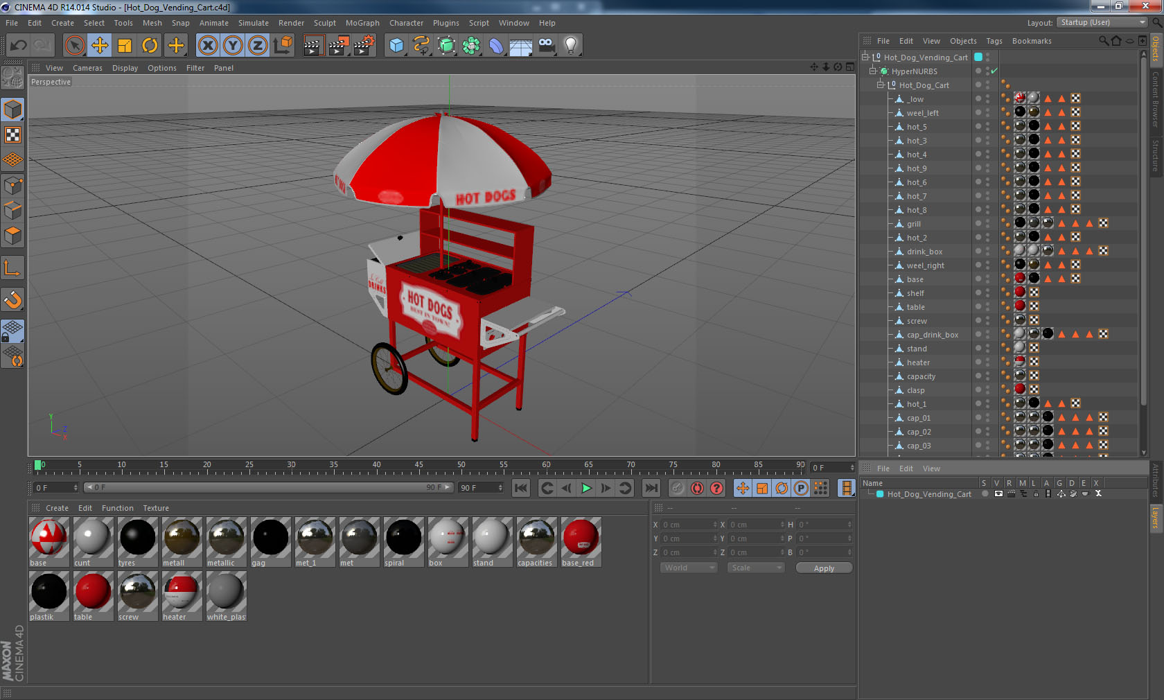 3D model Hot Dog Vending Cart