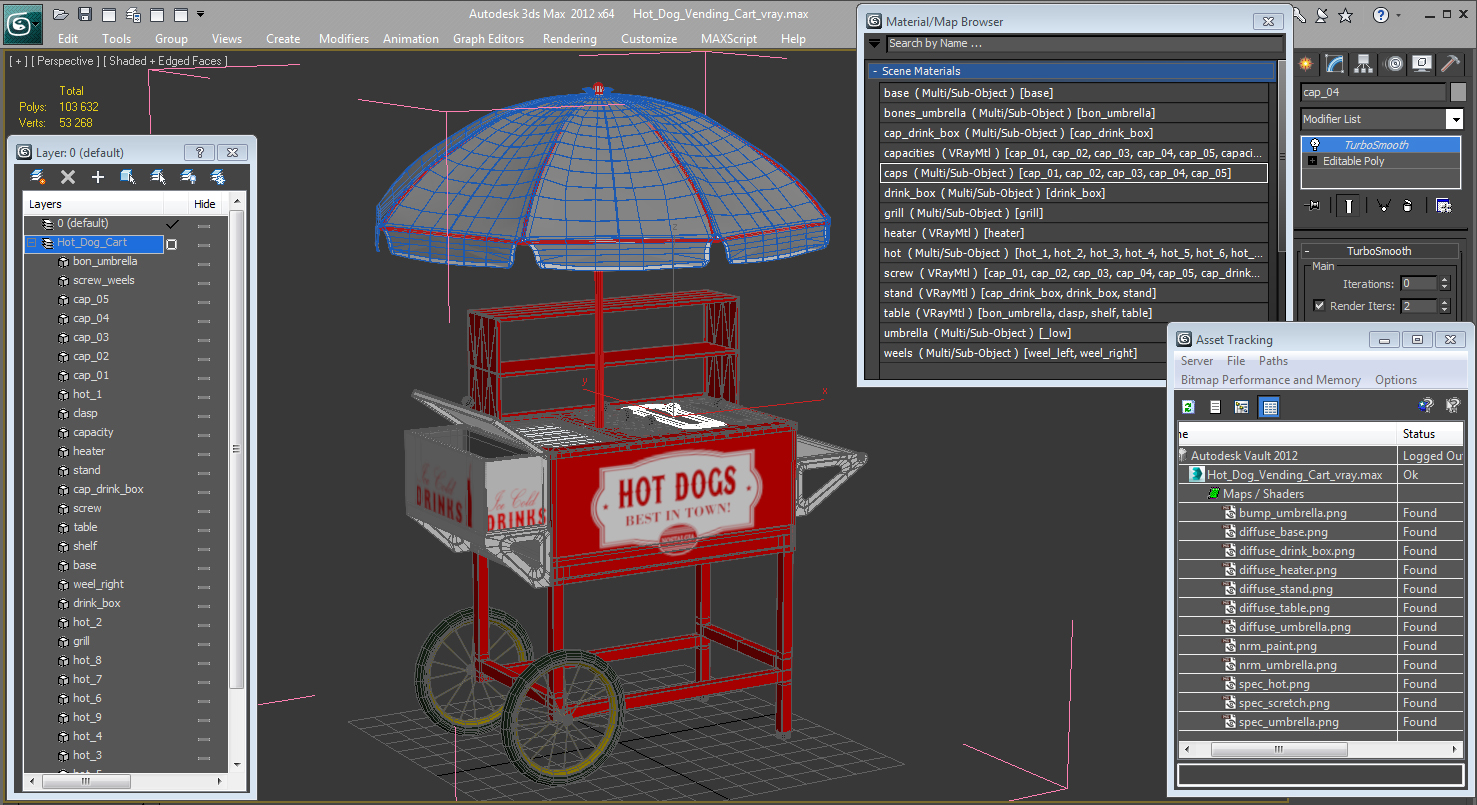 3D model Hot Dog Vending Cart