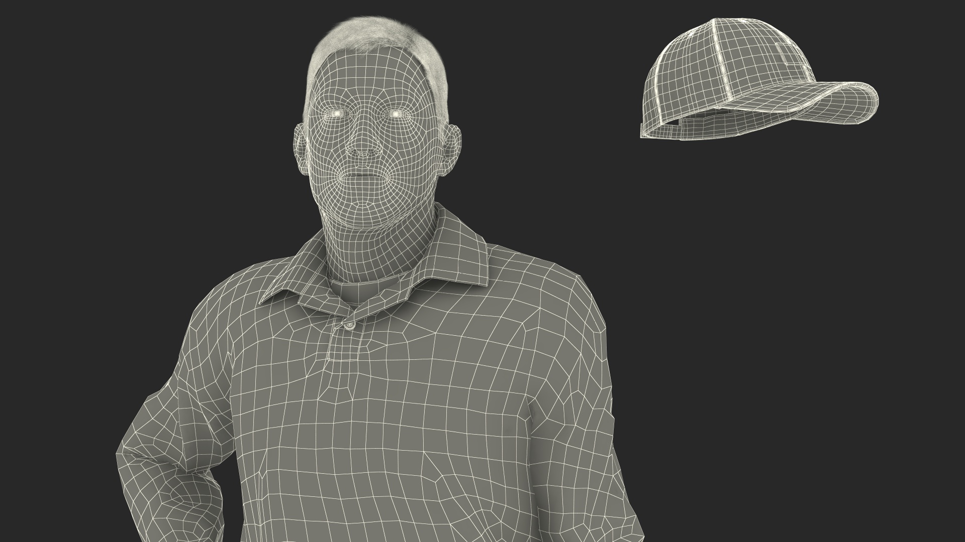 3D model Baseball Umpire in Cap Standing Pose Fur