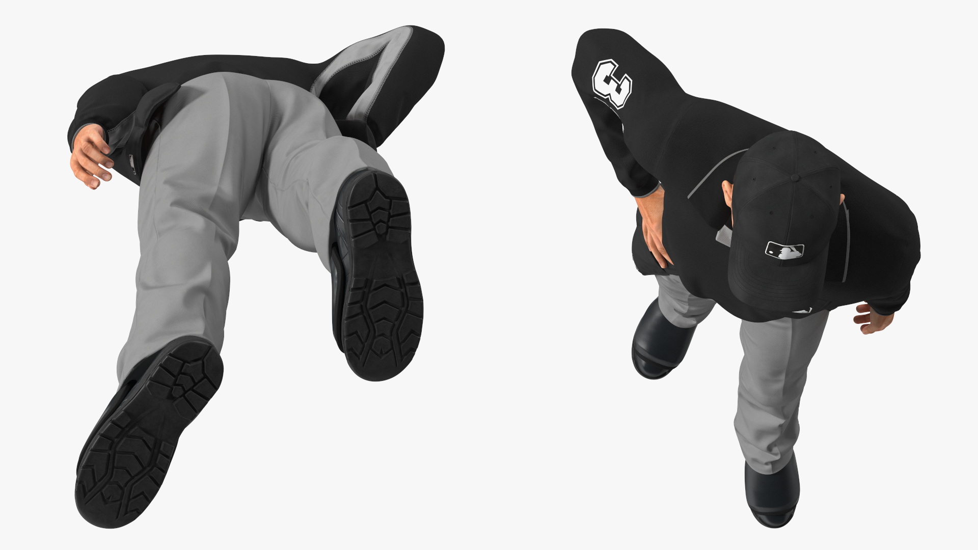 3D model Baseball Umpire in Cap Standing Pose Fur