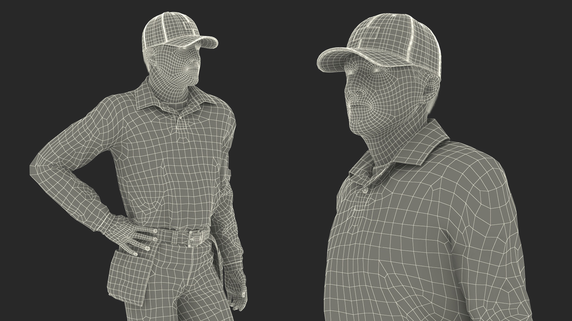 3D model Baseball Umpire in Cap Standing Pose Fur