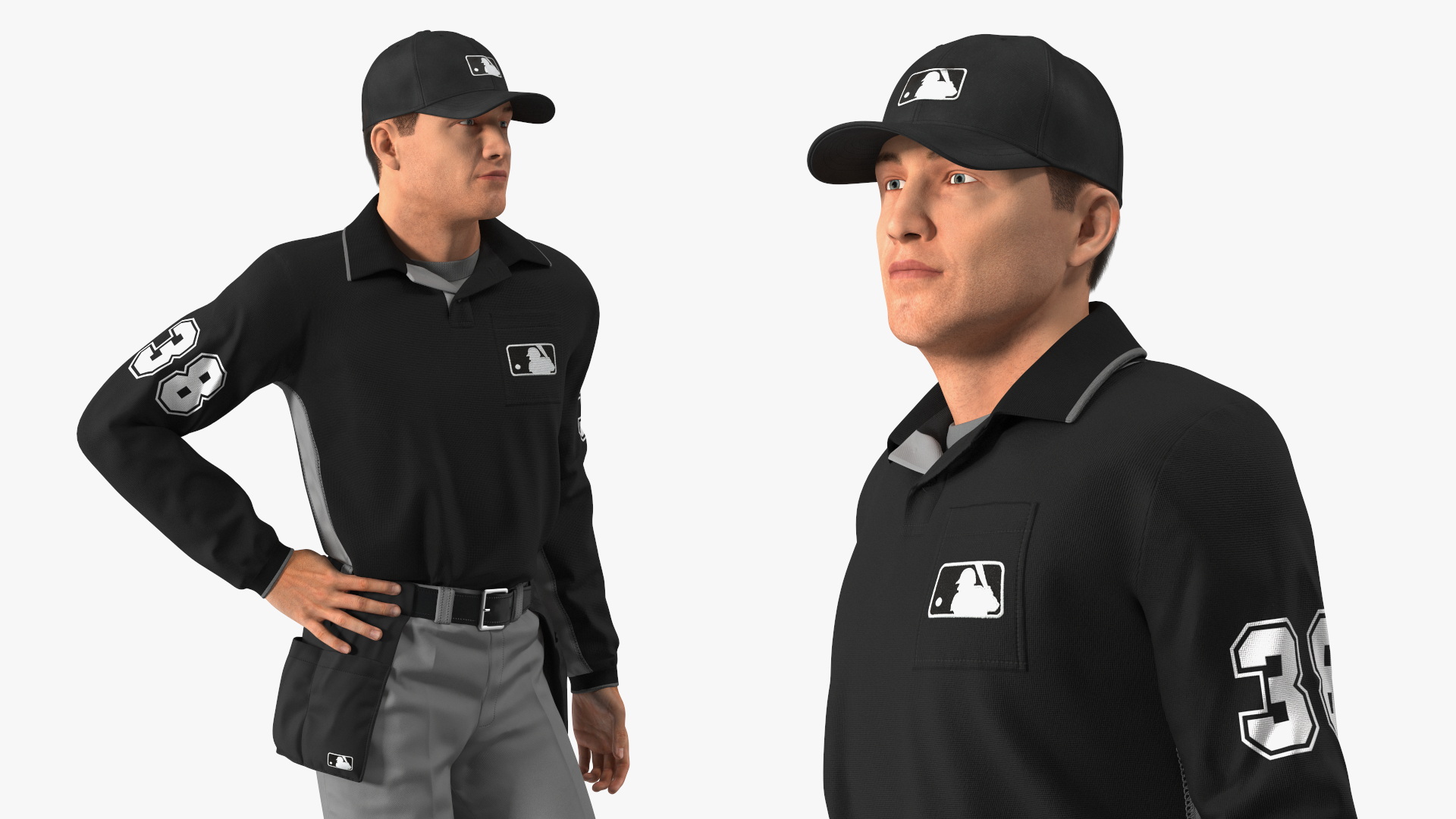 3D model Baseball Umpire in Cap Standing Pose Fur