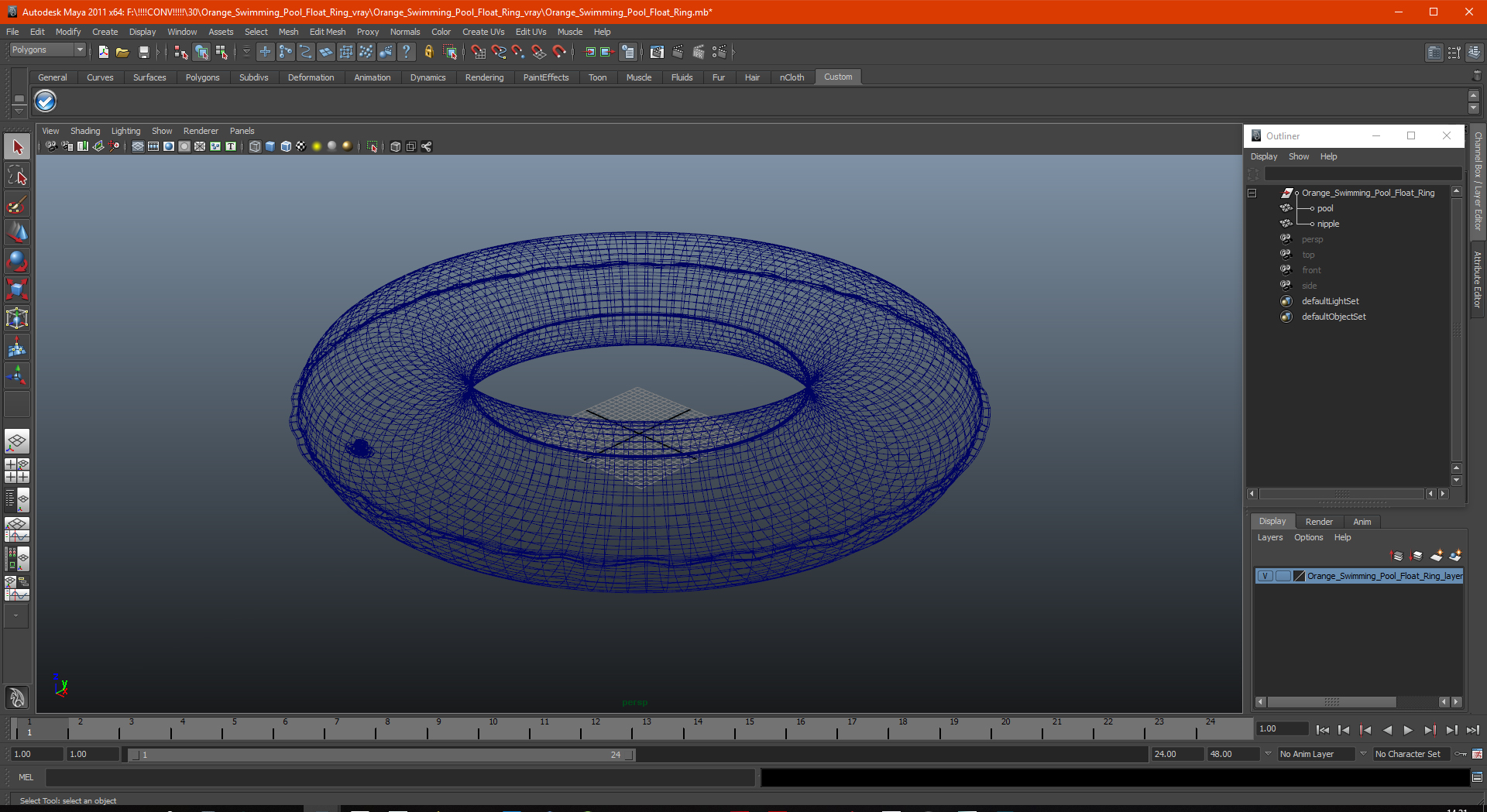 3D Orange Swimming Pool Float Ring