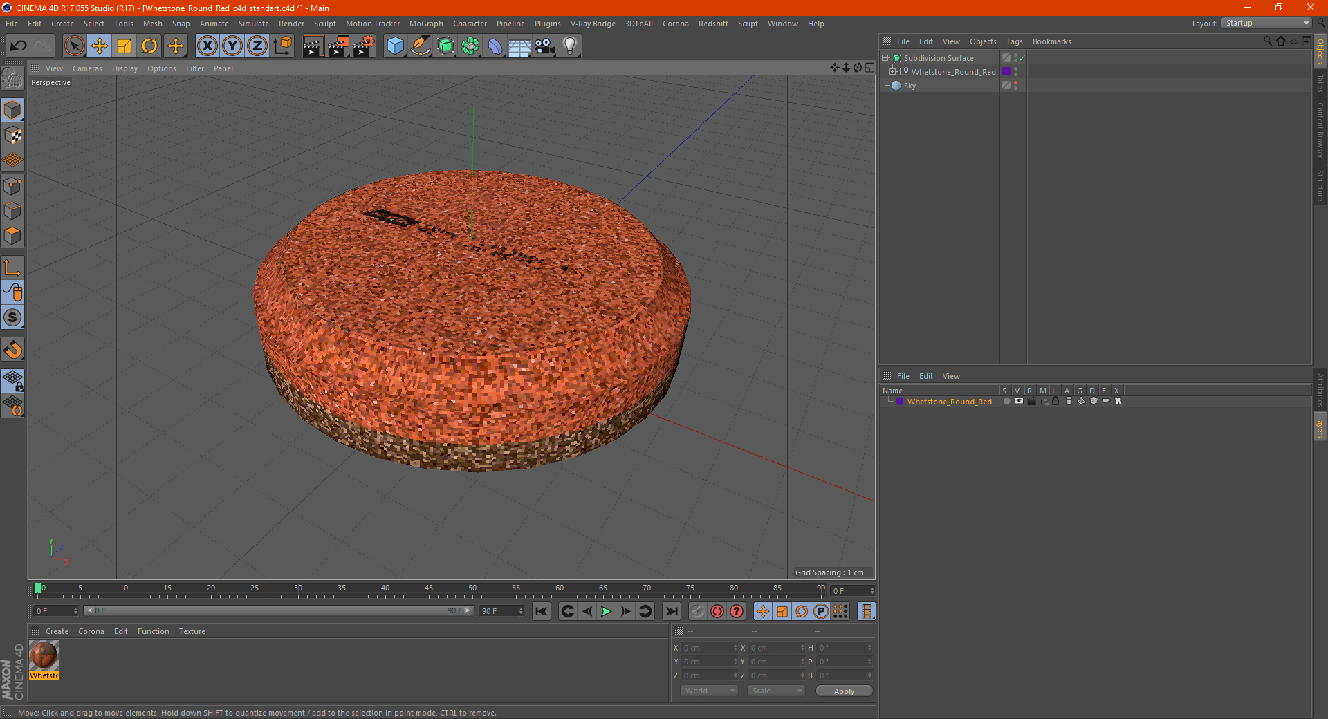 Whetstone Round Red 3D model