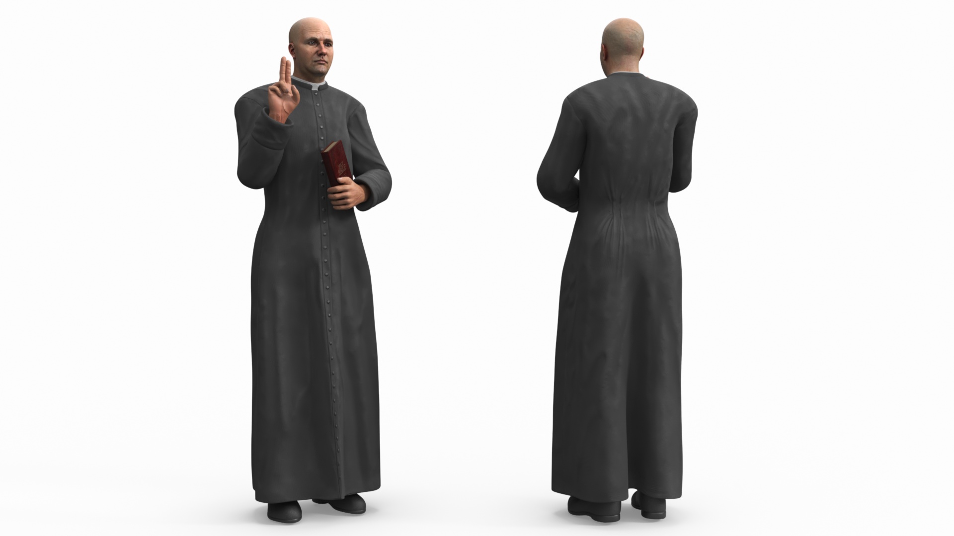 3D Catholic Priest with Holy Bible