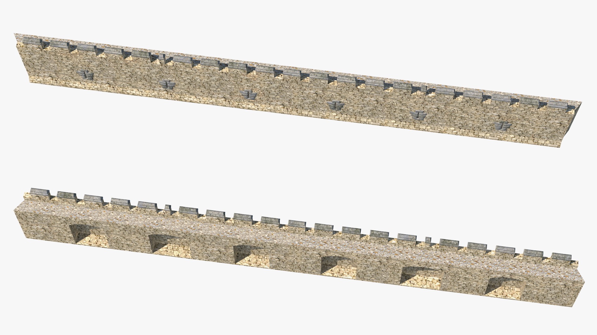 3D model Wide Stone Wall