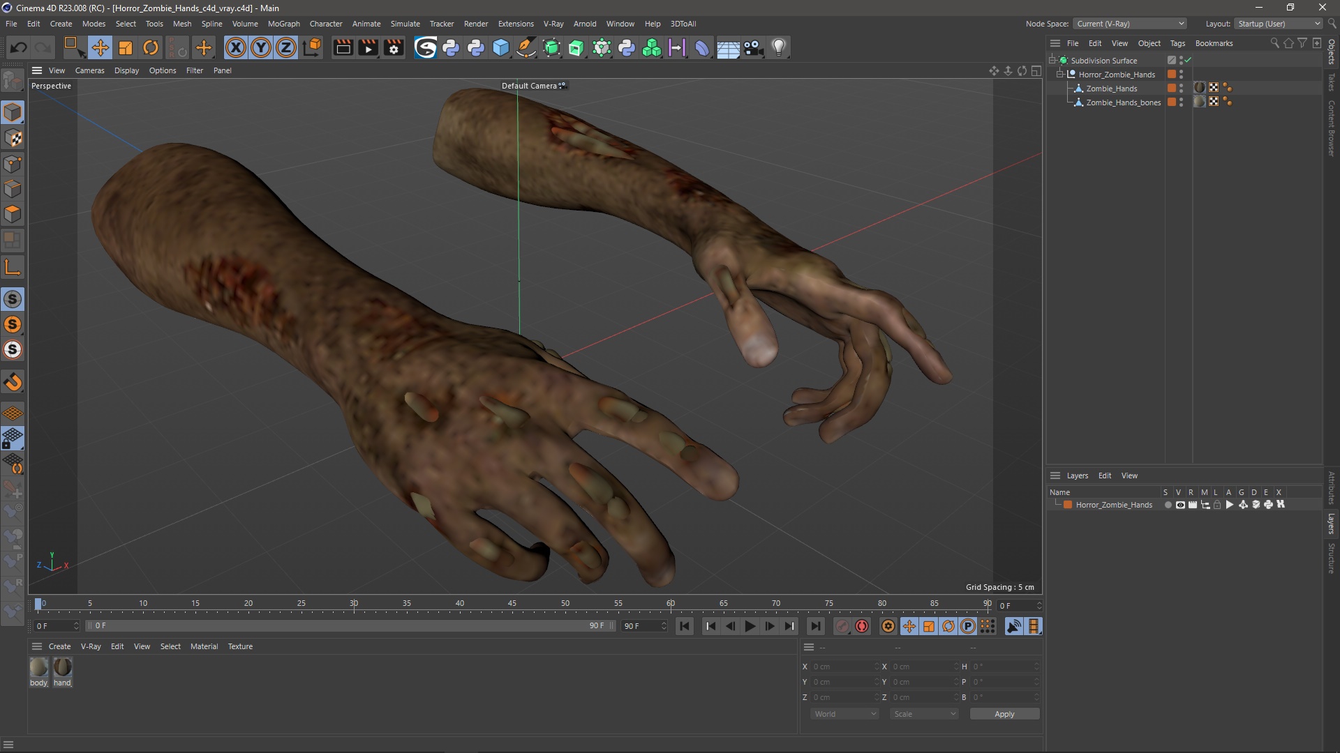Horror Zombie Hands 3D model